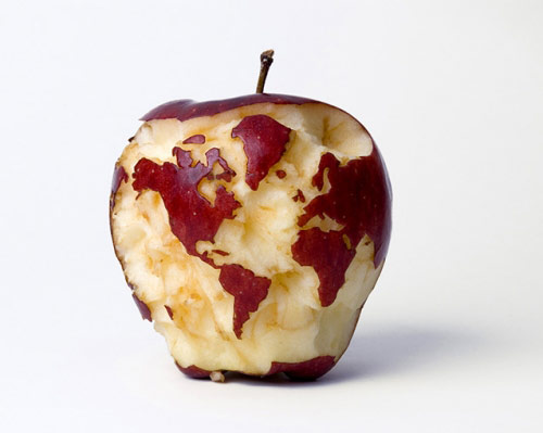 Mundo em uma maçã