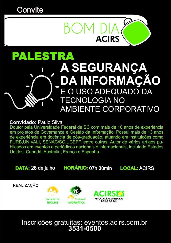 Segurança da Informação será tema de evento em Rio do Sul - Área Local