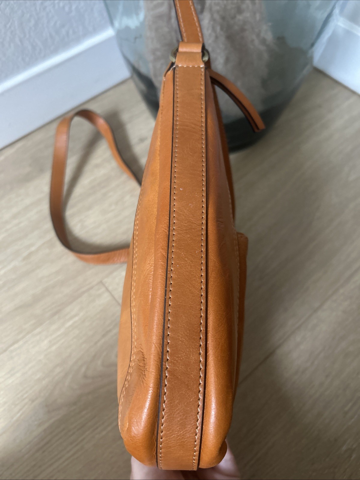 Lodis Stellene Crossbody Purse Caramel Leather Gold Hardware Sophisticated
