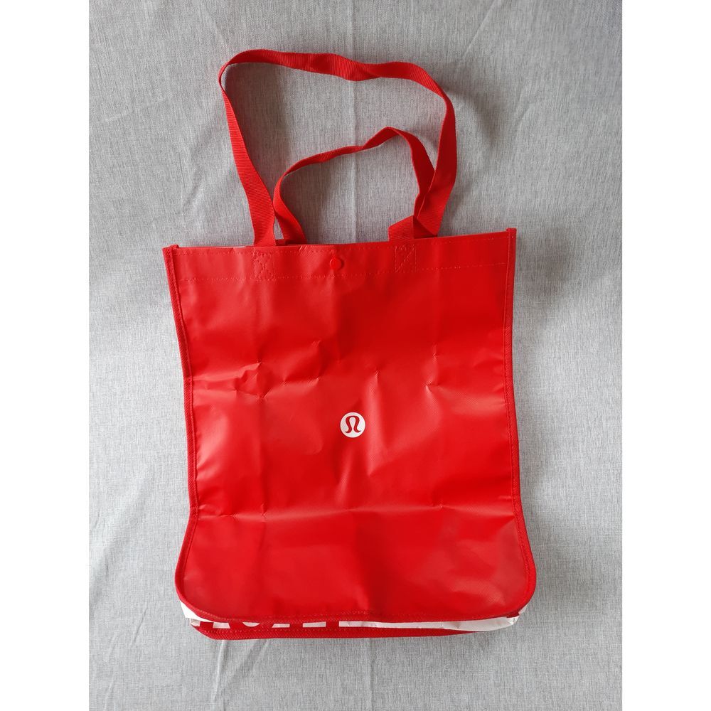 Lululemon Athletica Women Red Lightweight Logo Print Pure Polypropylene Tote Bag