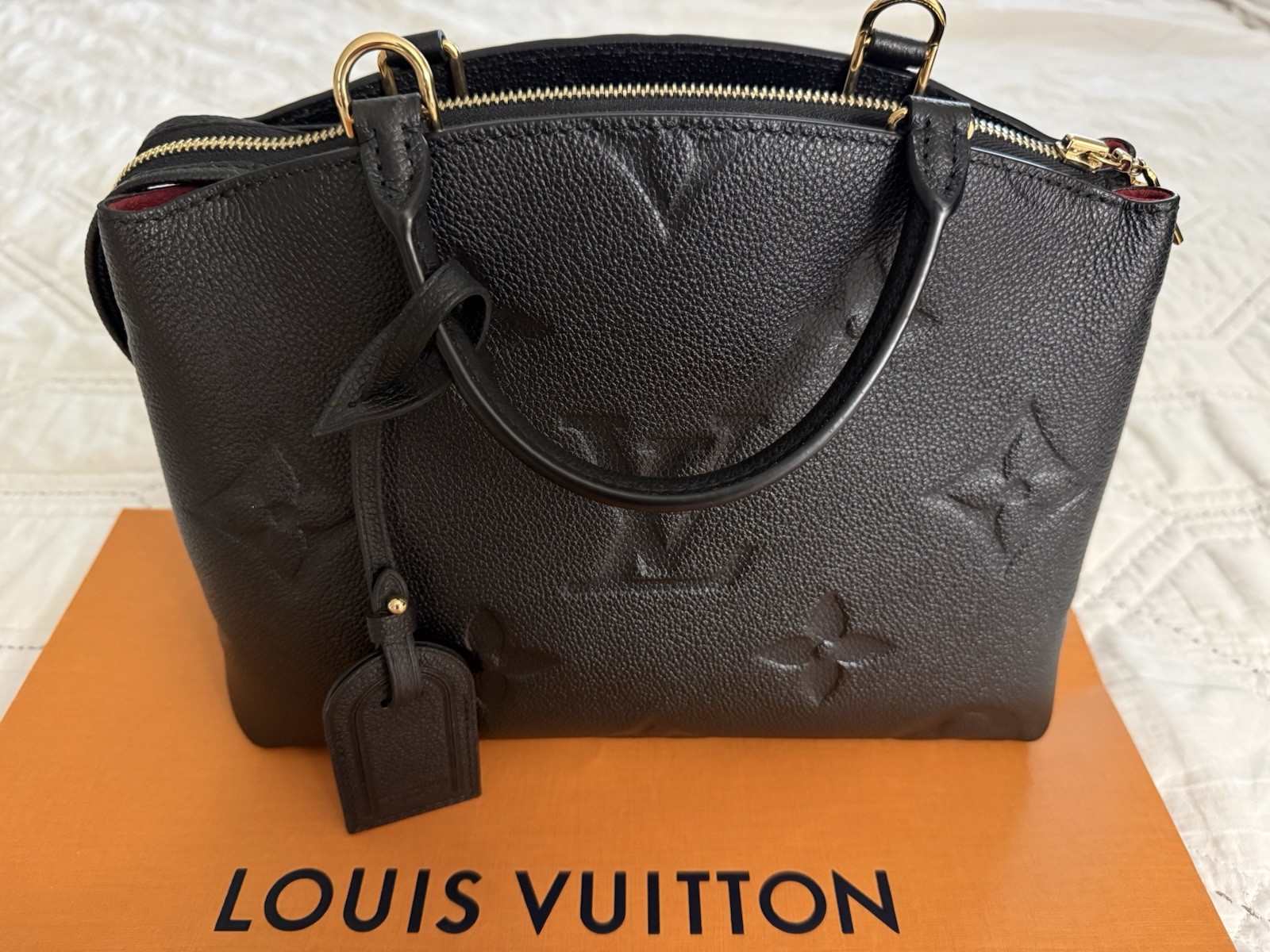 Louis Vuitton Petite Palais Black Monogram Satchel Zip Gold Hardware Lock Keys