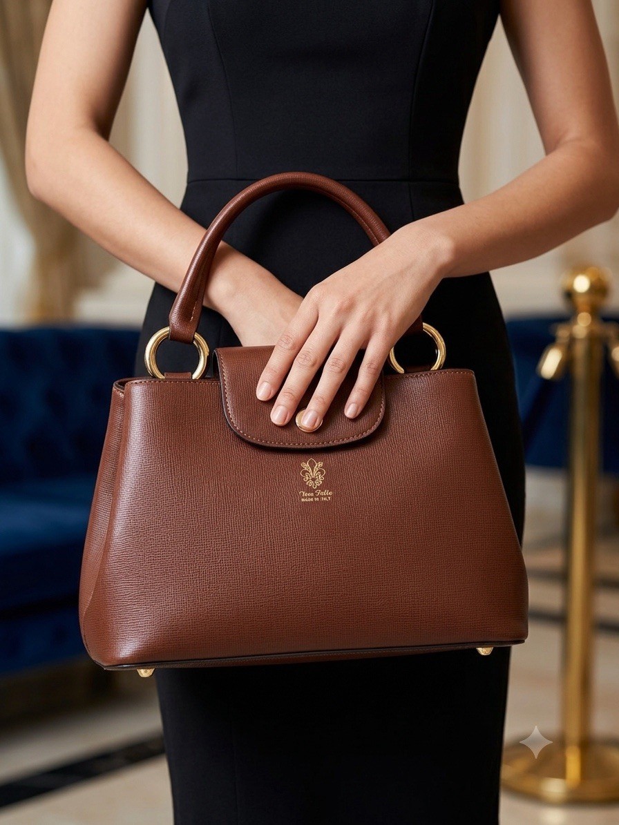 Vera Pelle Satchel Mini Small Bag Leather Top Handle Quite Luxury Classic Italy