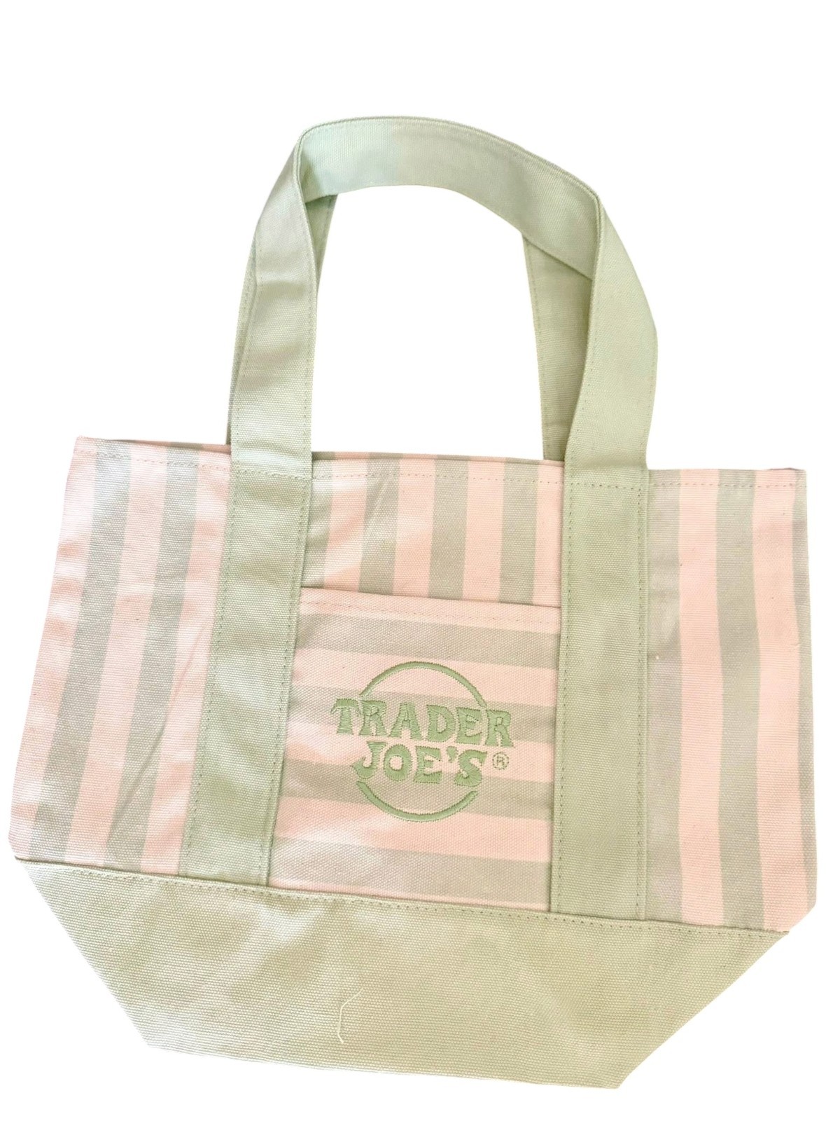 Trader Joe’s Pastel Striped Mini Canvas Tote Bag NWT Limited Edition