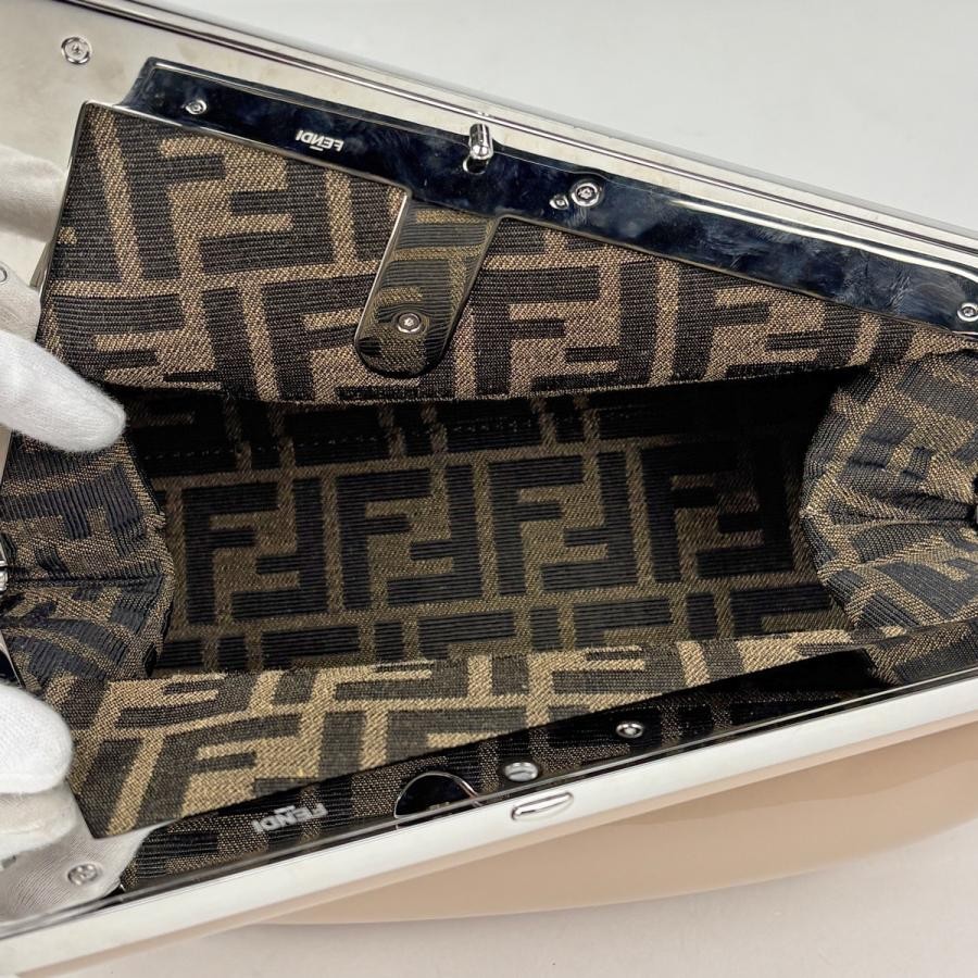 Fendi 2WAY Patent Leather Beige Shoulder Bag 8BP137 #BS3359