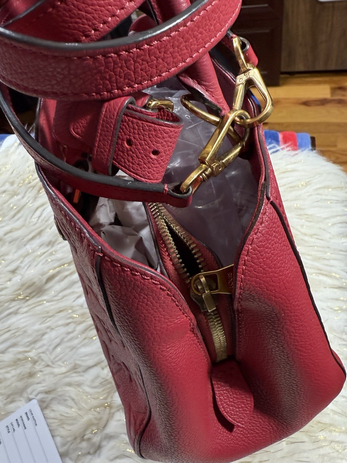 Auth. Louis Vuitton Montaigne Empreinte Leather BB 2 ways Pink Handbag Crossbag