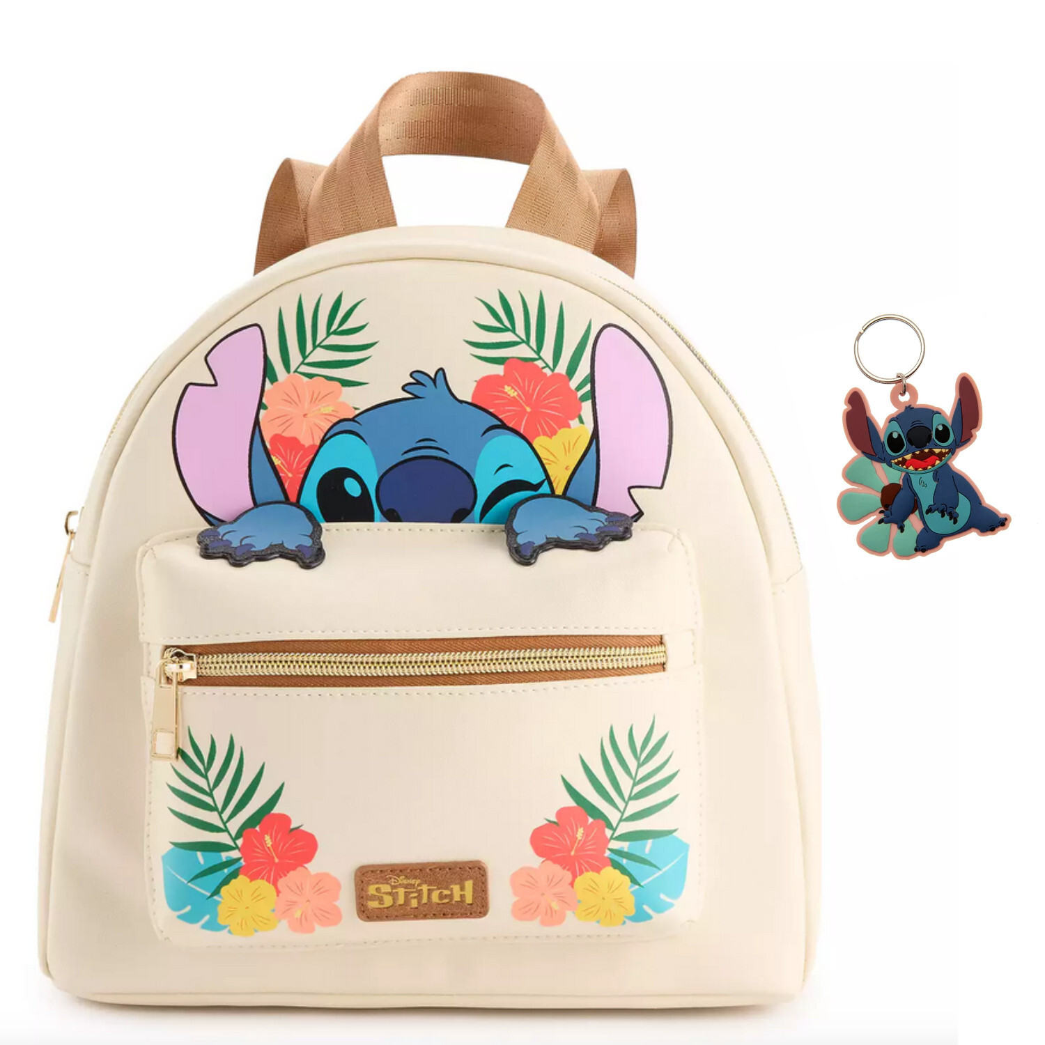 Disney Lilo and Stitch Hawaiian Tropical Mini Backpack with Keychain Bag Charm