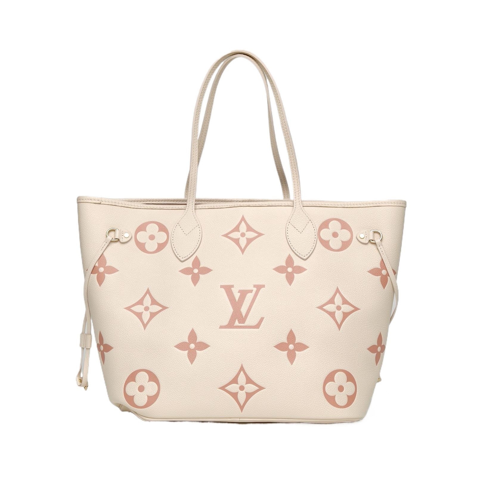 LOUIS VUITTON Neverfull Medium 31cm with Off-White Calfskin Shoulder Bag