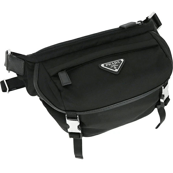 PRADA Belt bag Re-Edition Nylon Saffiano leather 2VH171 Black SHW Cross body bag