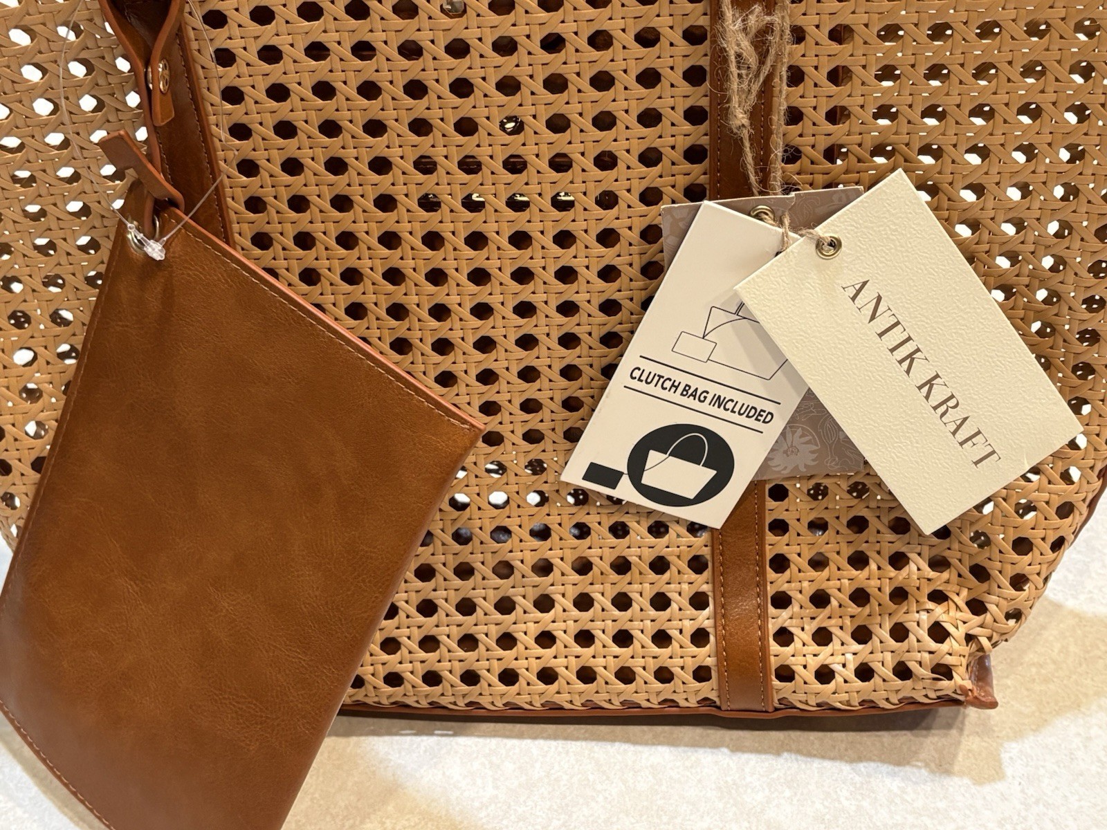 Antik Kraft Shoulder Tote Bag Purse & Pouch Brown New