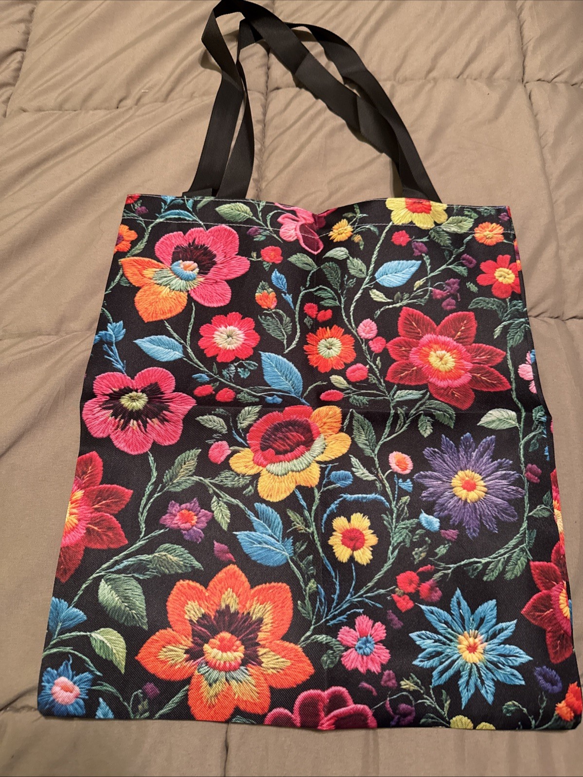 Vibrant Multi Colors Floral Open Top Tote Bag