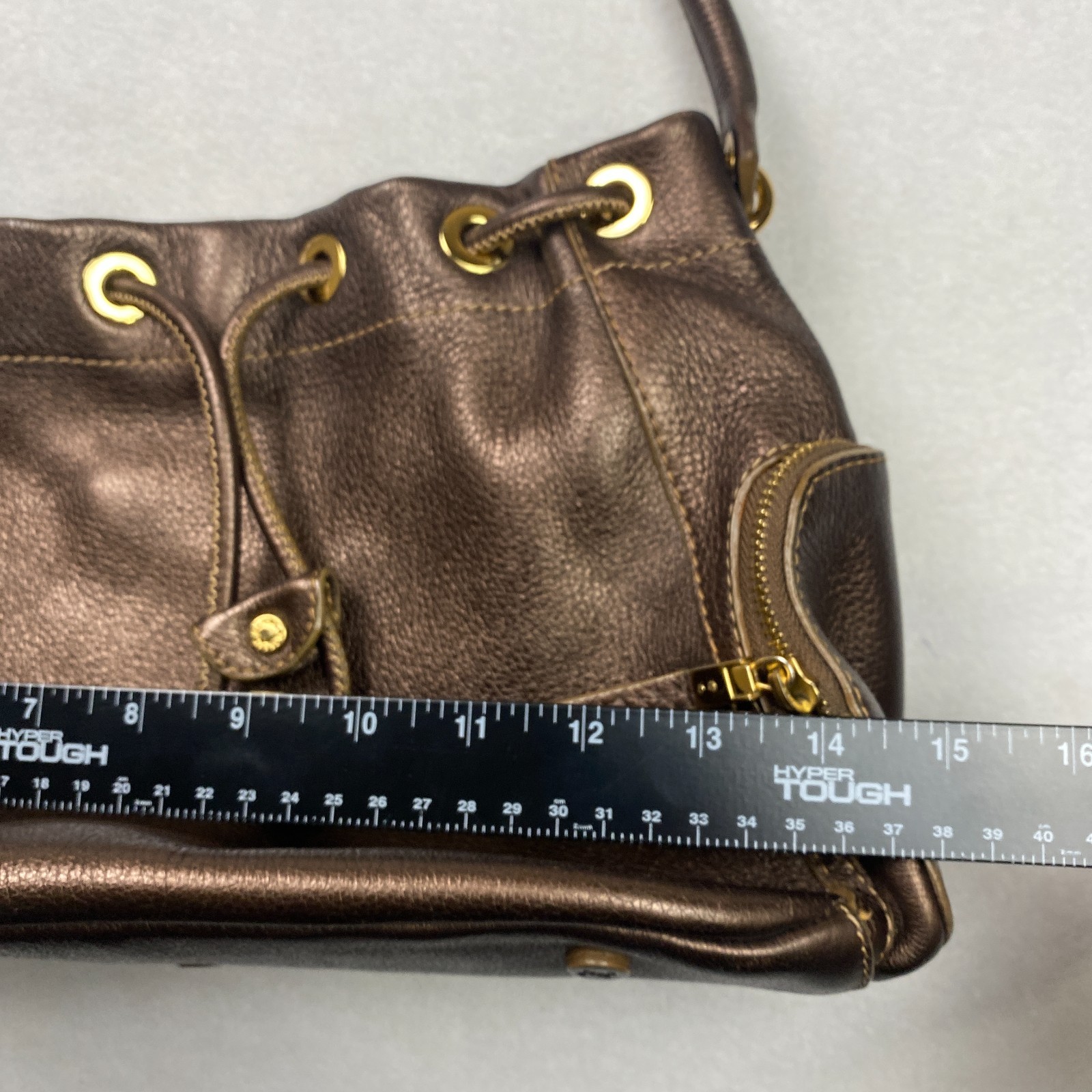 Monsac Original Womens Handbag Purse Brown Leather Magnetic Closure 15 x 8 x 6