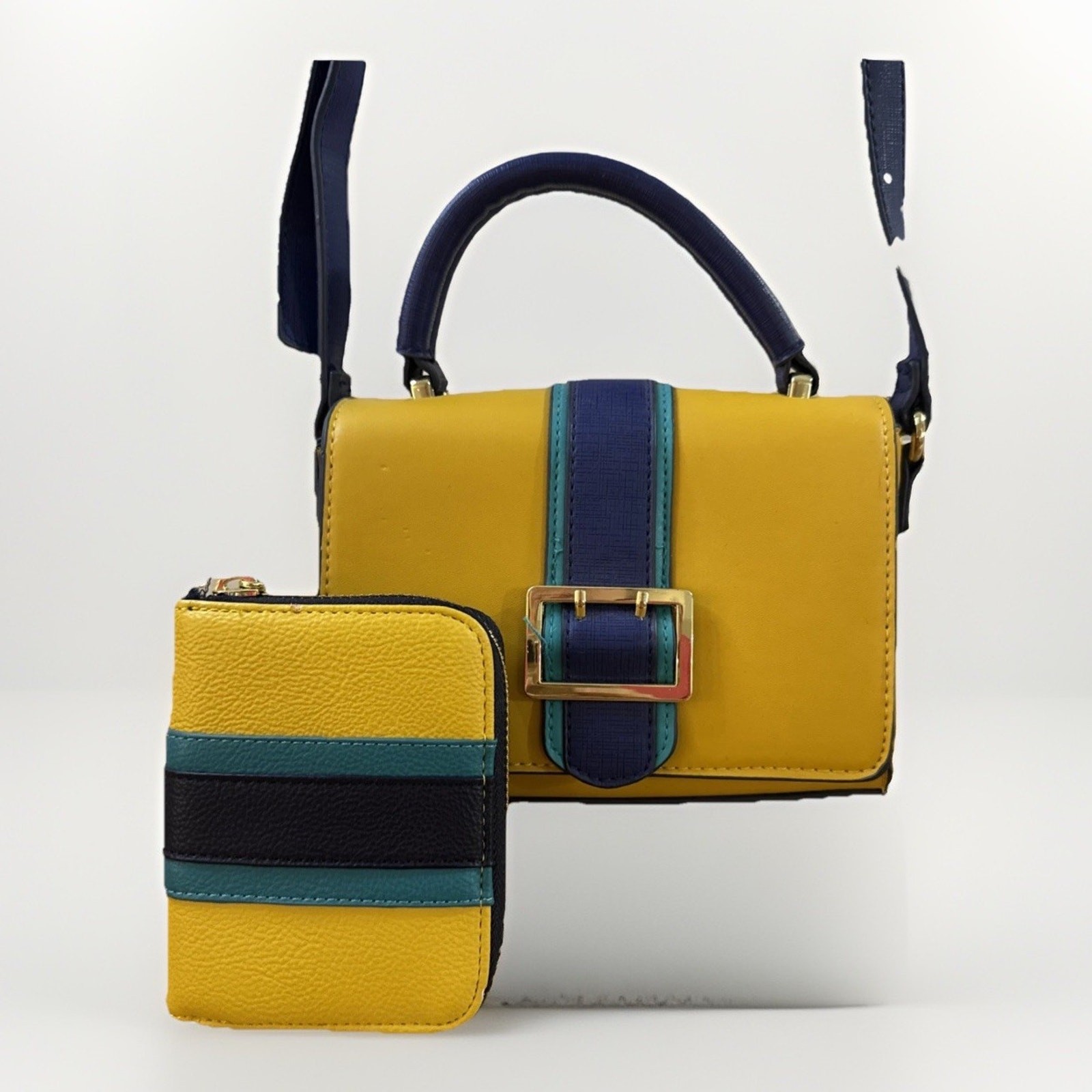 Isabelle Yellow Mini Saddle Bag (6.5x6x3) and Matching Wallet Set