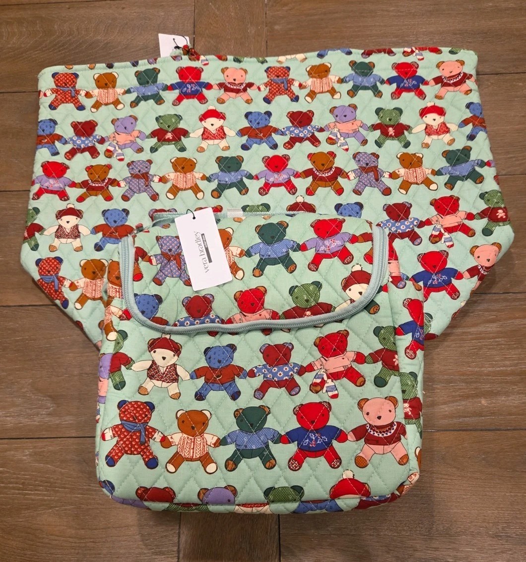 Vera Bradley Grand Tote And Lunch Crossbody Combo Toasty Teddies
