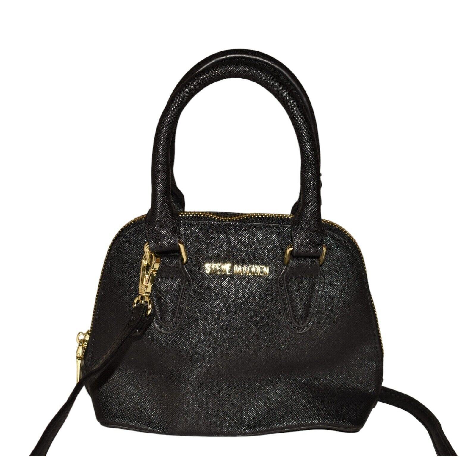 STEVE MADDEN $88 Faith Saffiano Small Leather Crossbody Black