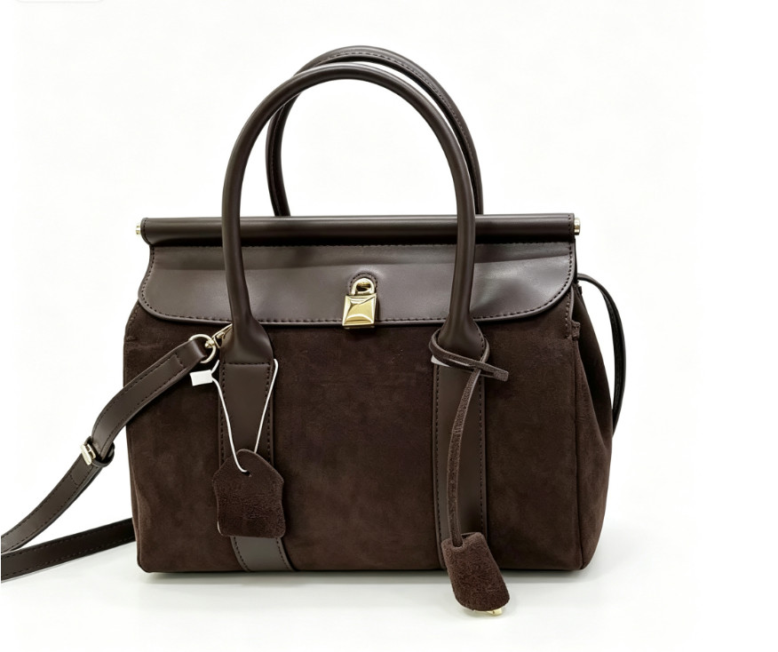 Loro Piana Loom L32 Dark Chocolate Nubuck Leather Tote Crossbody Bag