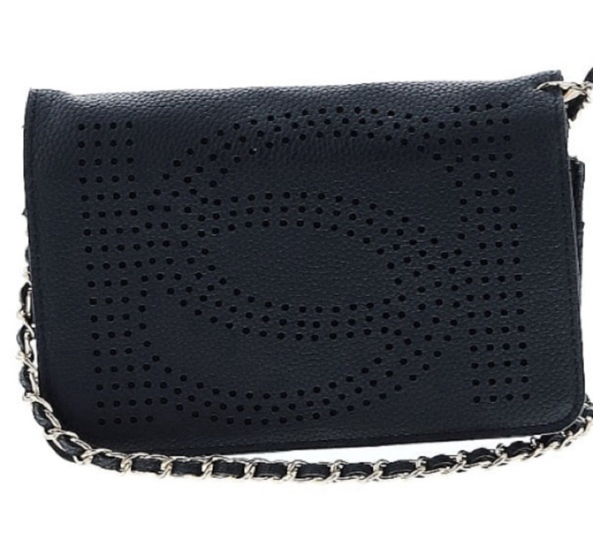 bebe Black Logo Crossbody Bag Chain Strap Magnetic/Zip Gold Hardware Pockets