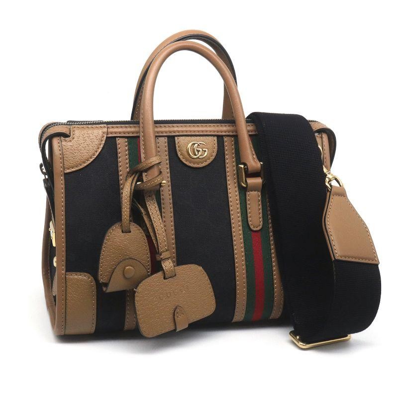 GUCCI Bag: Top Handle 2way Shoulder 715772 Black Brown W27×H18×D13cm w/strap;