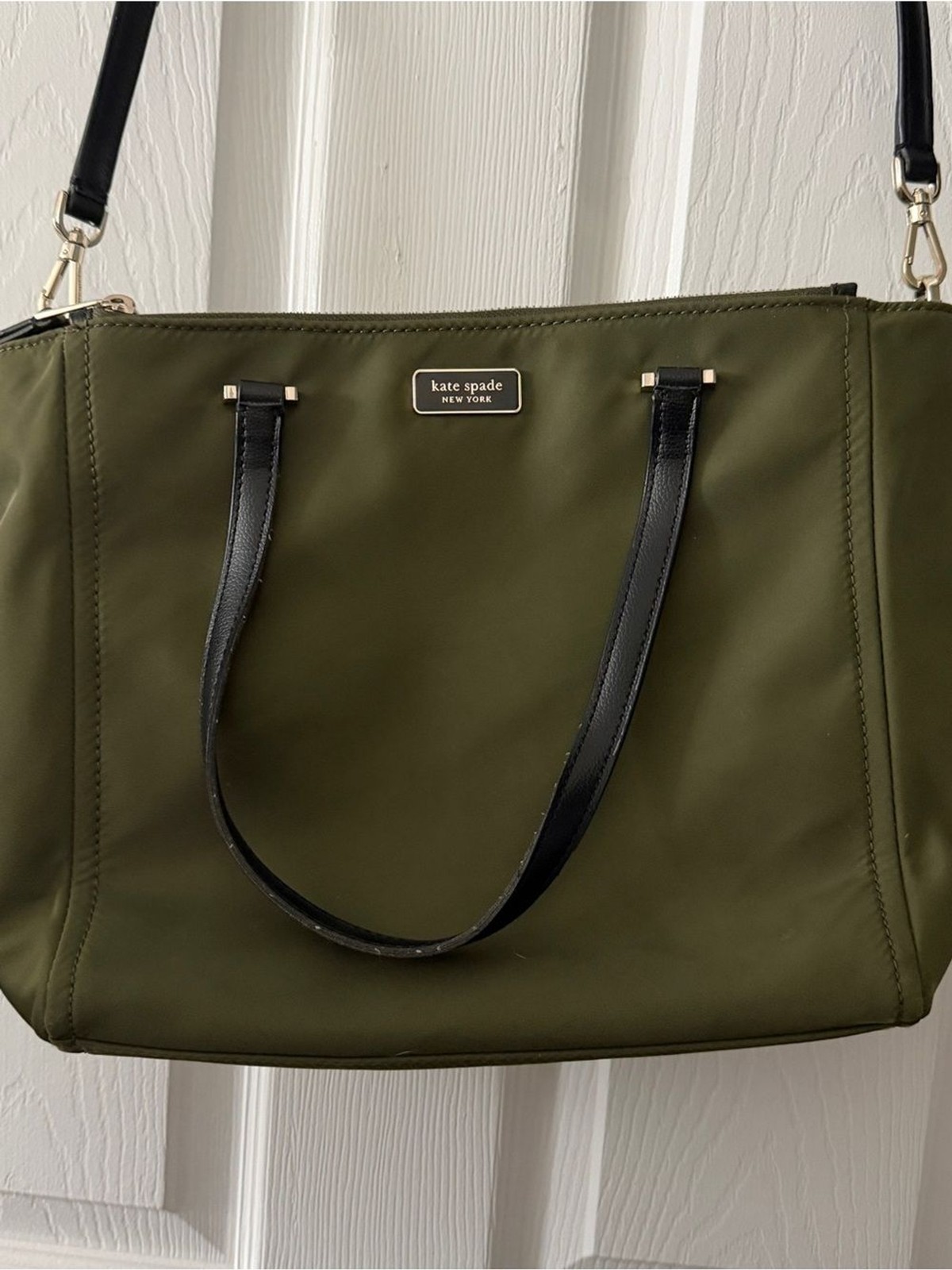 Kate Spade Dawn Medium Satchel Olive Nylon Crossbody Tote WKRU5918