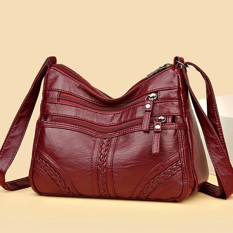 Women’s Soft Leather Crossbody Bag, 2026 Retro Multi-pocket Shoulder Handbag