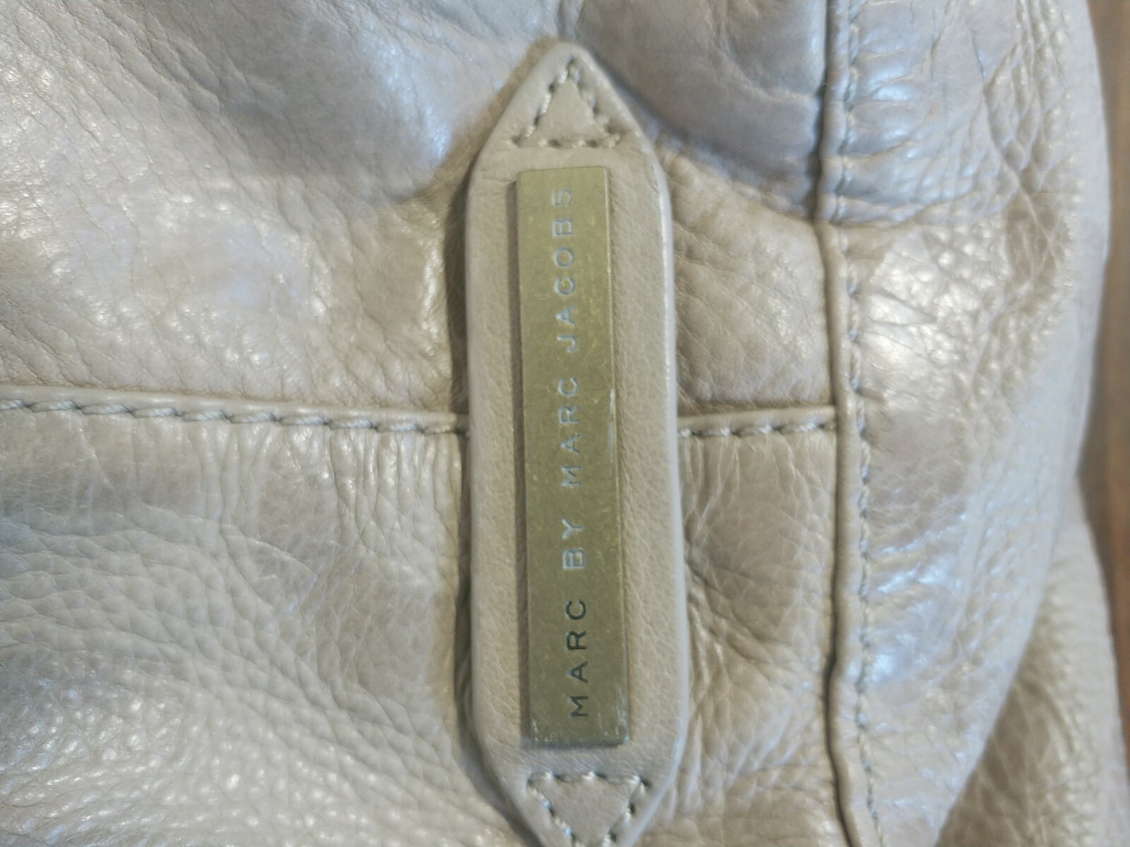 Marc By Marc Jacobs Purse leather handbag taupe monogram signature slouchy/hobo