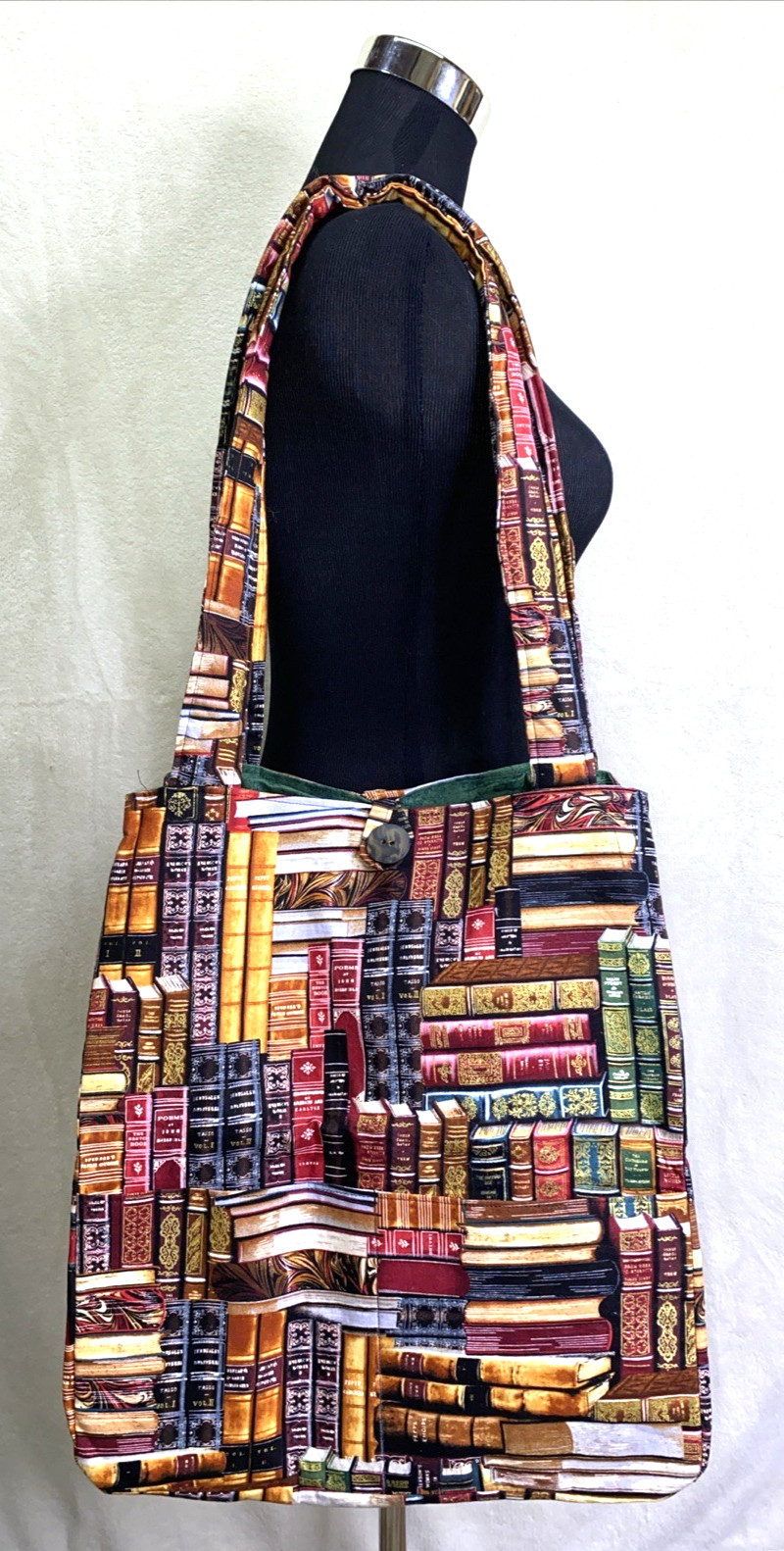 NWT Handmade Books! Shoulder Bag Tote Purse Cotton Lined Button EXTRA LARGE #k