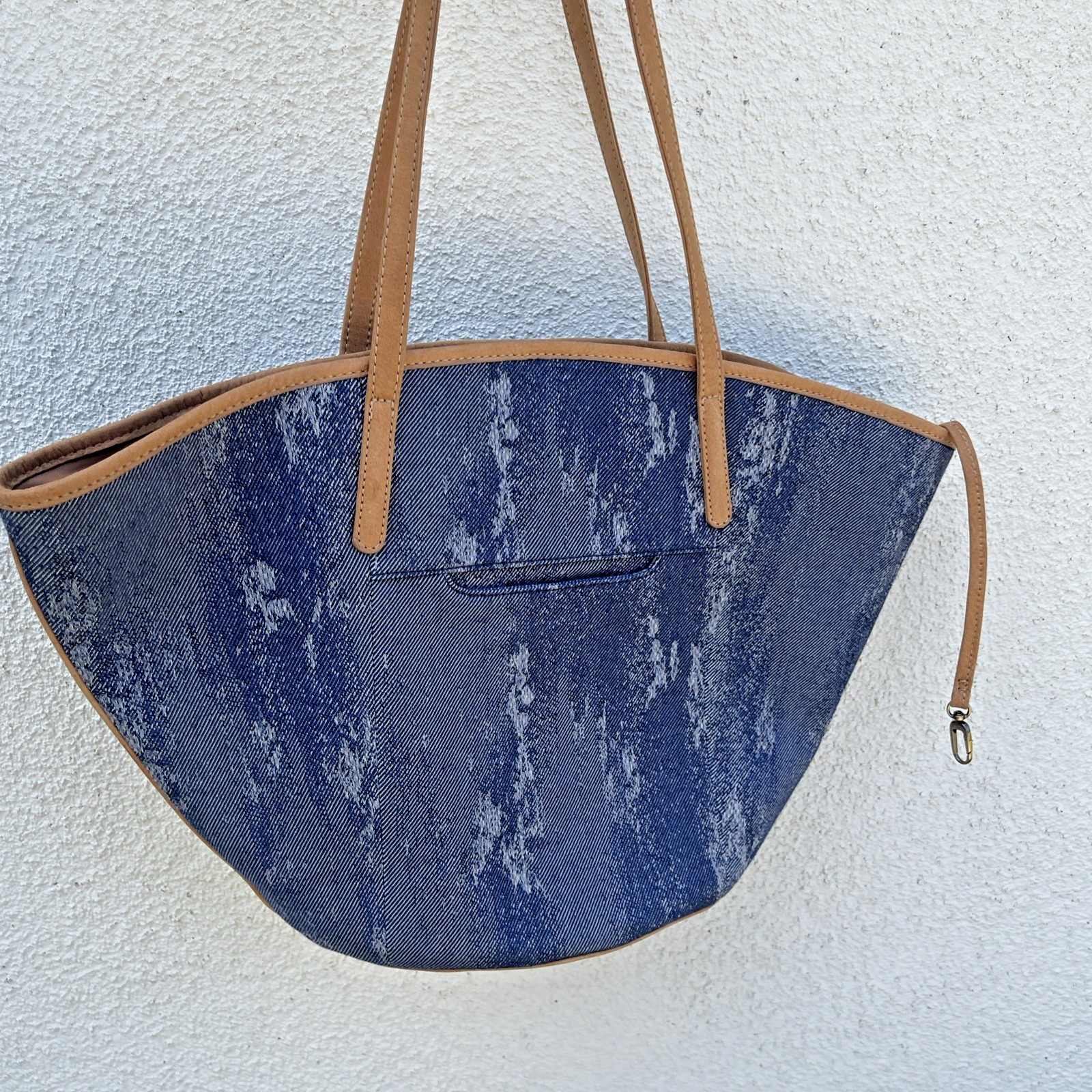 HOBO International Ellison Tote Purse Bag Leather Denim Color Indigo Blue