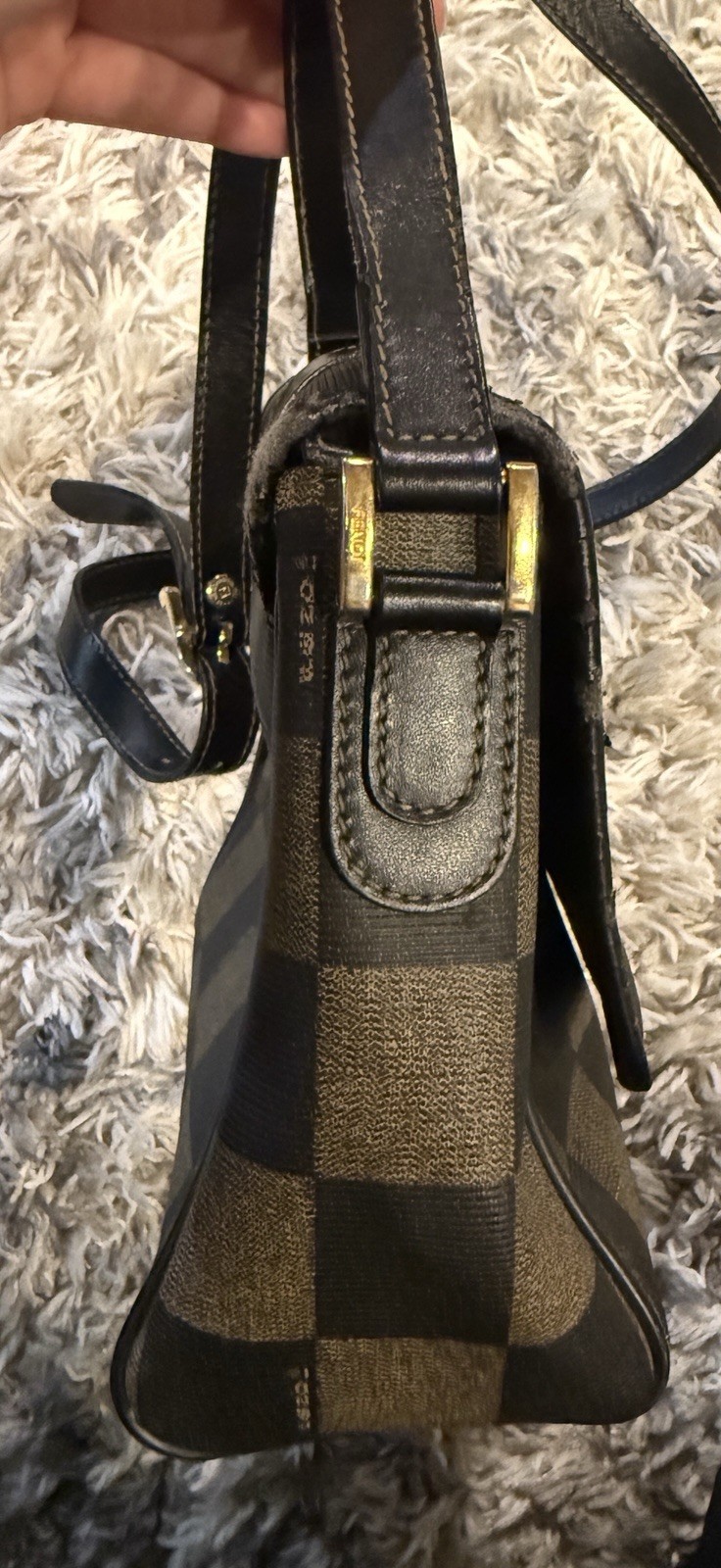 Vintage Fendi Brown/Black Checkered Small Crossbody Bag