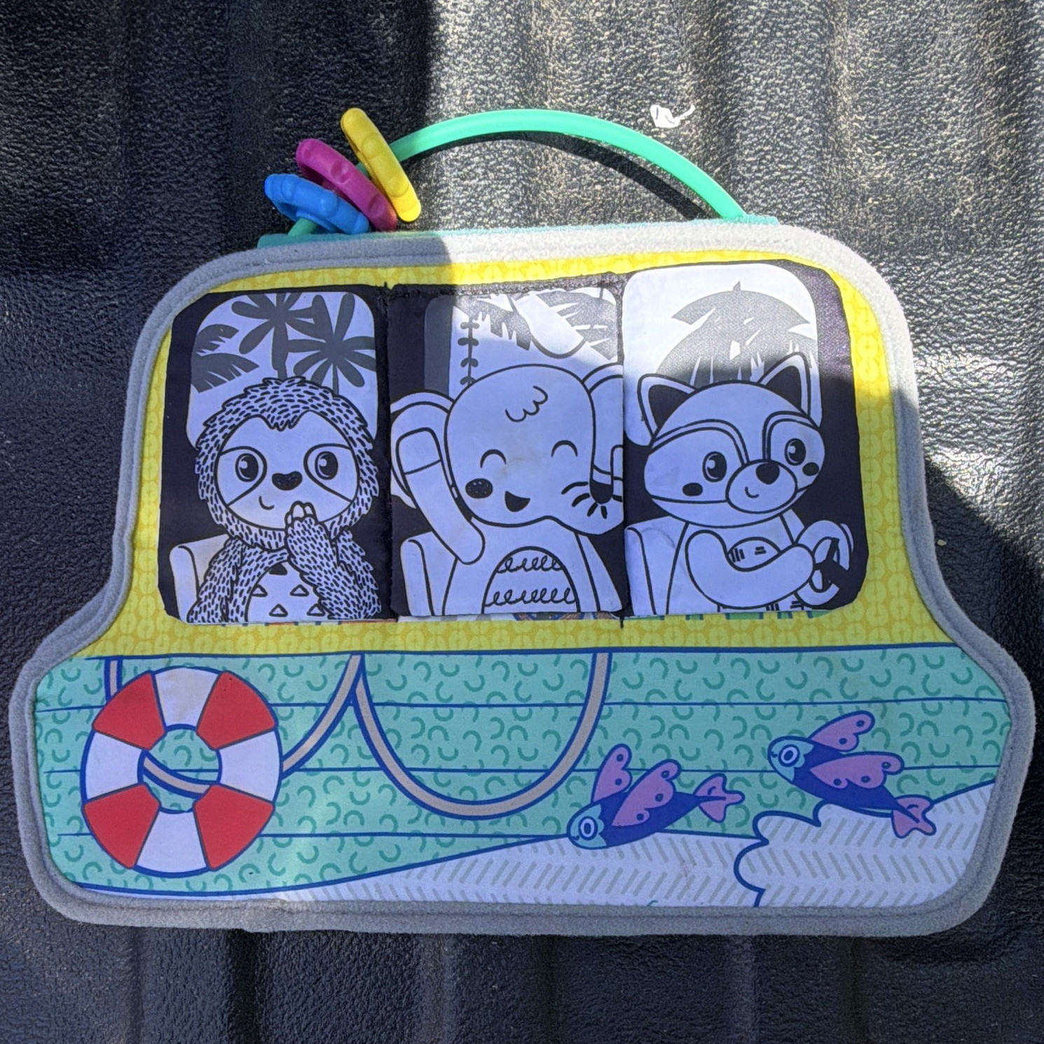 Multicolor Cartoon Applique Handbag Purse, Green Top Handle, Detachable Strap
