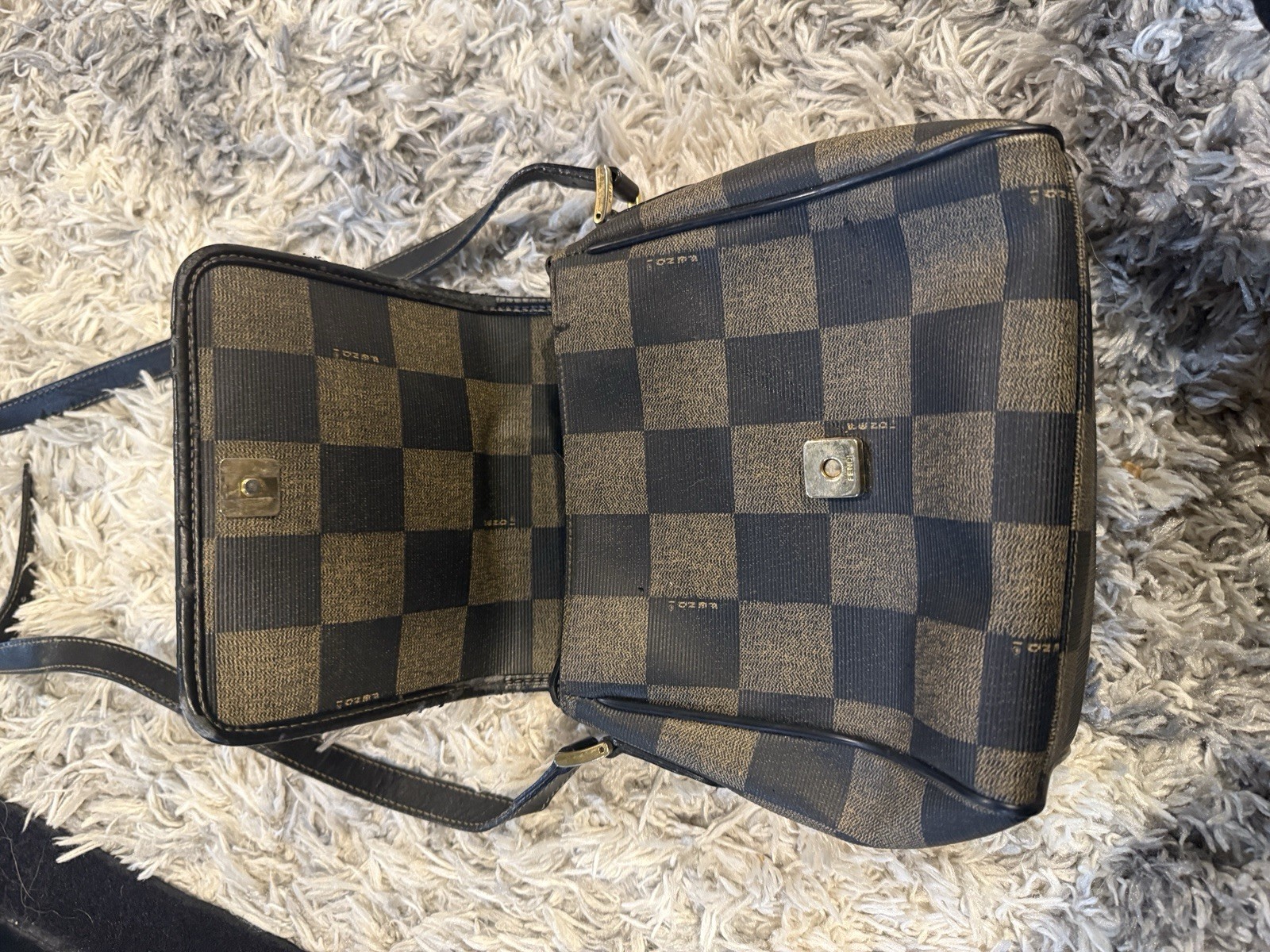 Vintage Fendi Brown/Black Checkered Small Crossbody Bag