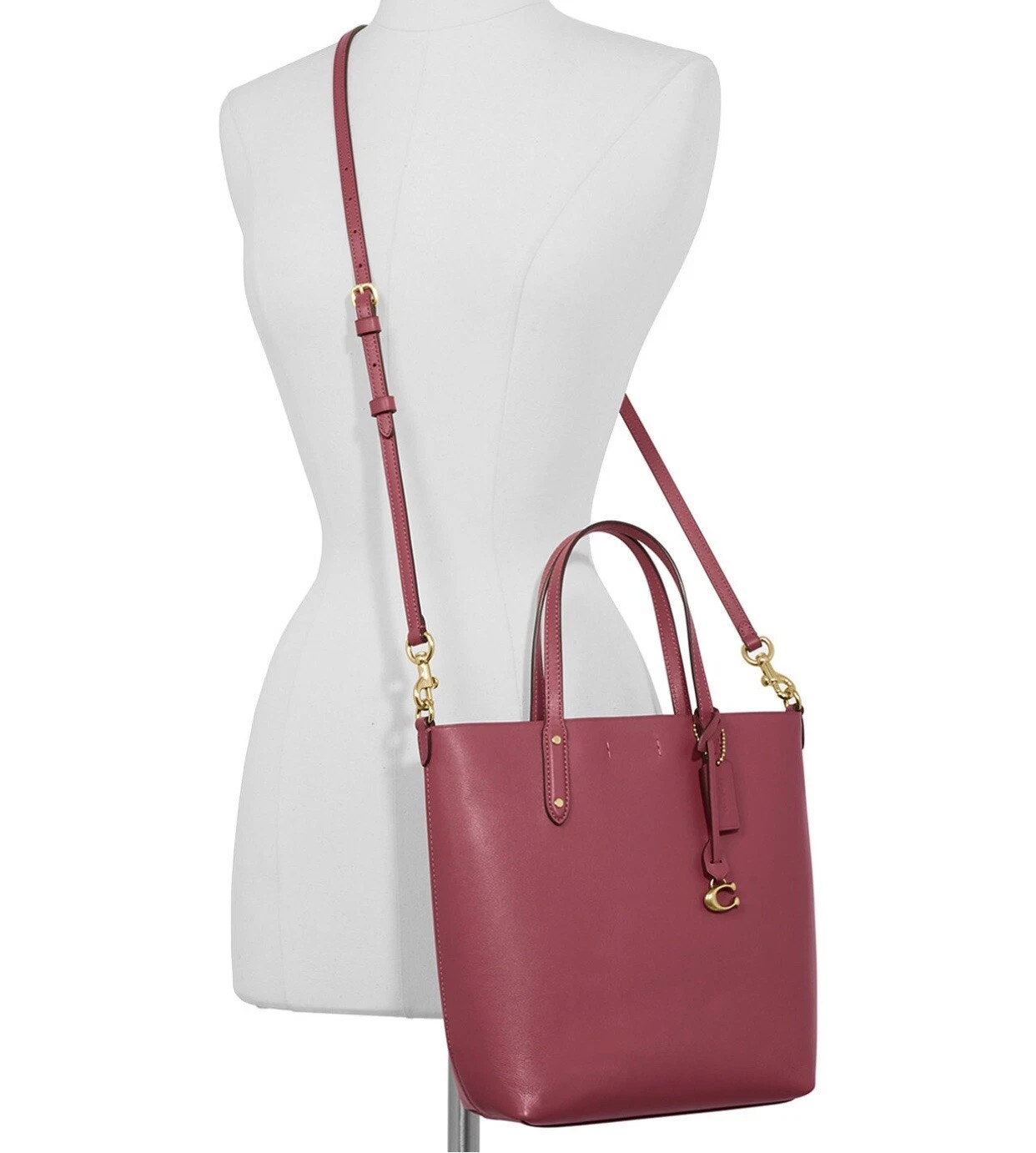 COACH 78217 Authentic Refined Calf Leather Central Shopper Tote Dusty Pink /Gold
