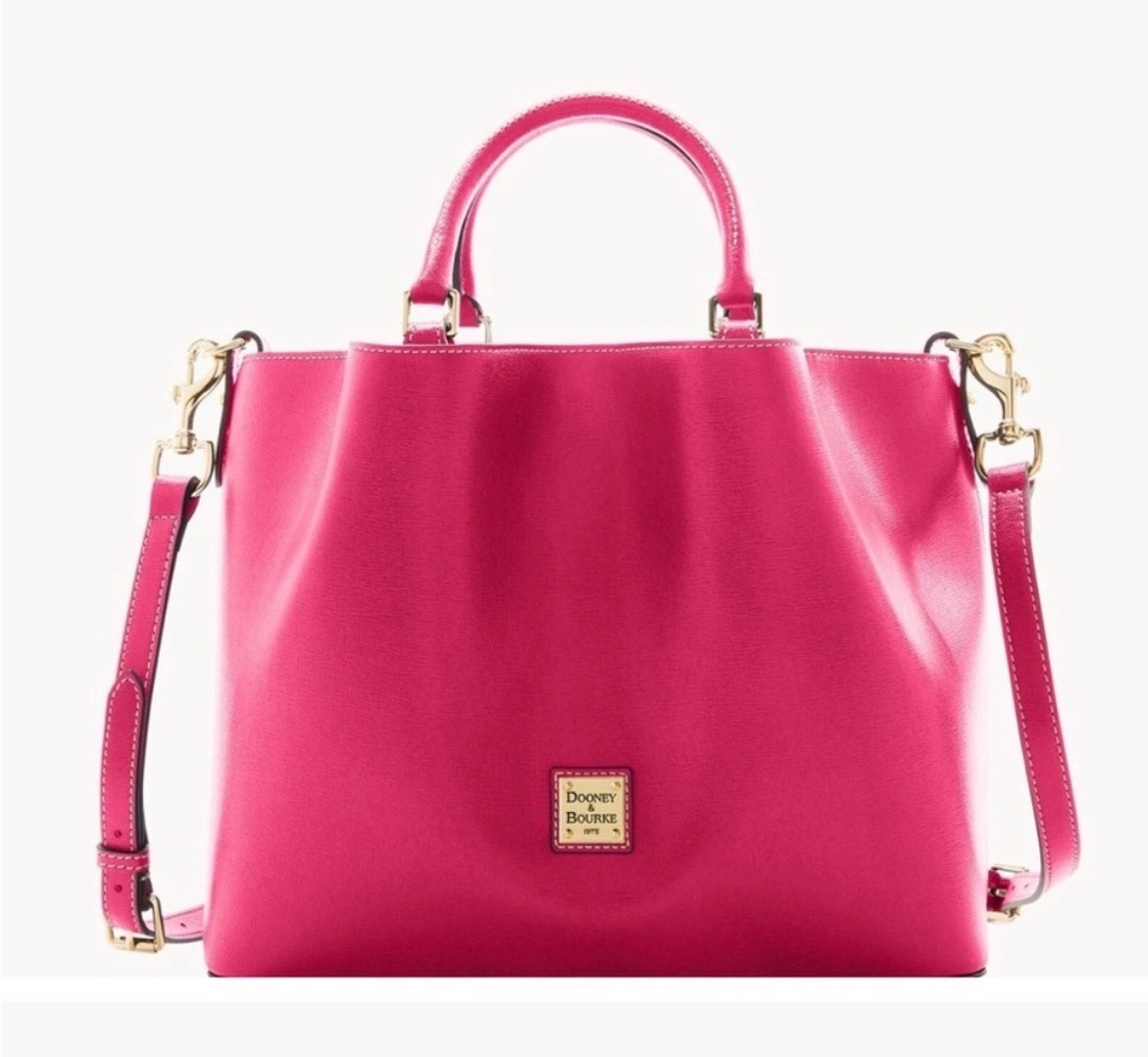 Dooney & Bourke Saffiano Large Barlow Bag Purse in Hot Pink Fuschia RARE NWT!