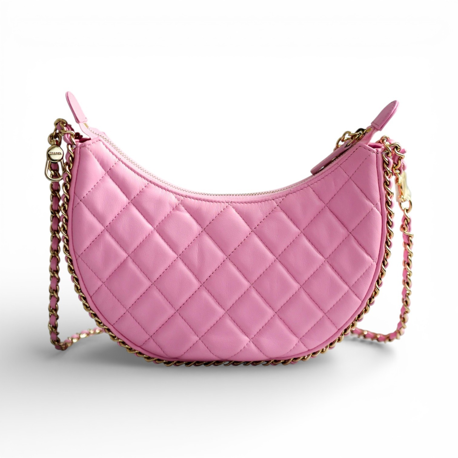 Chanel 23P Small Half Moon Hobo Bag In Lilac Pink With Gold Hardware NEW