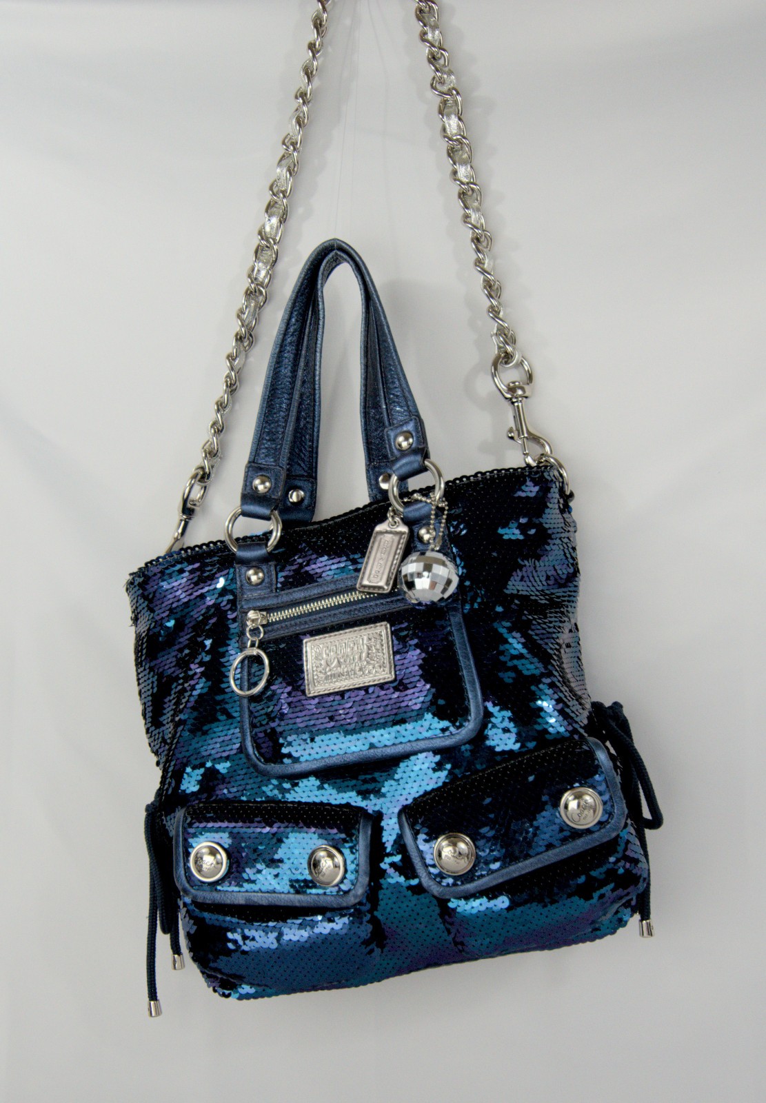 Coach Blue Sequin Disco XL Bag; Limited Edition, Brand New
