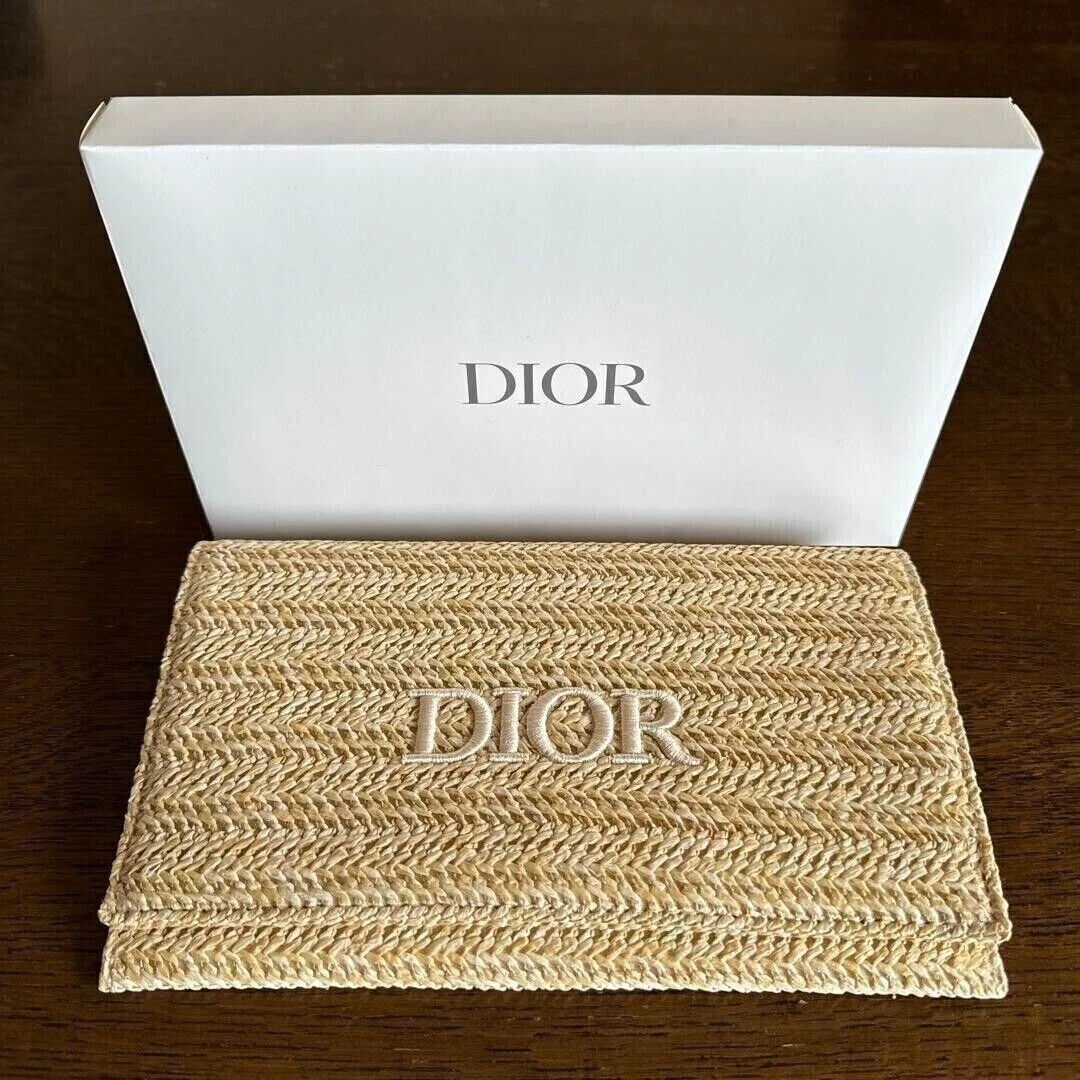 Christian Dior Novelty 2023 Pouch Clutch Rattan Beige 23cm x 14cm Limited Clutch