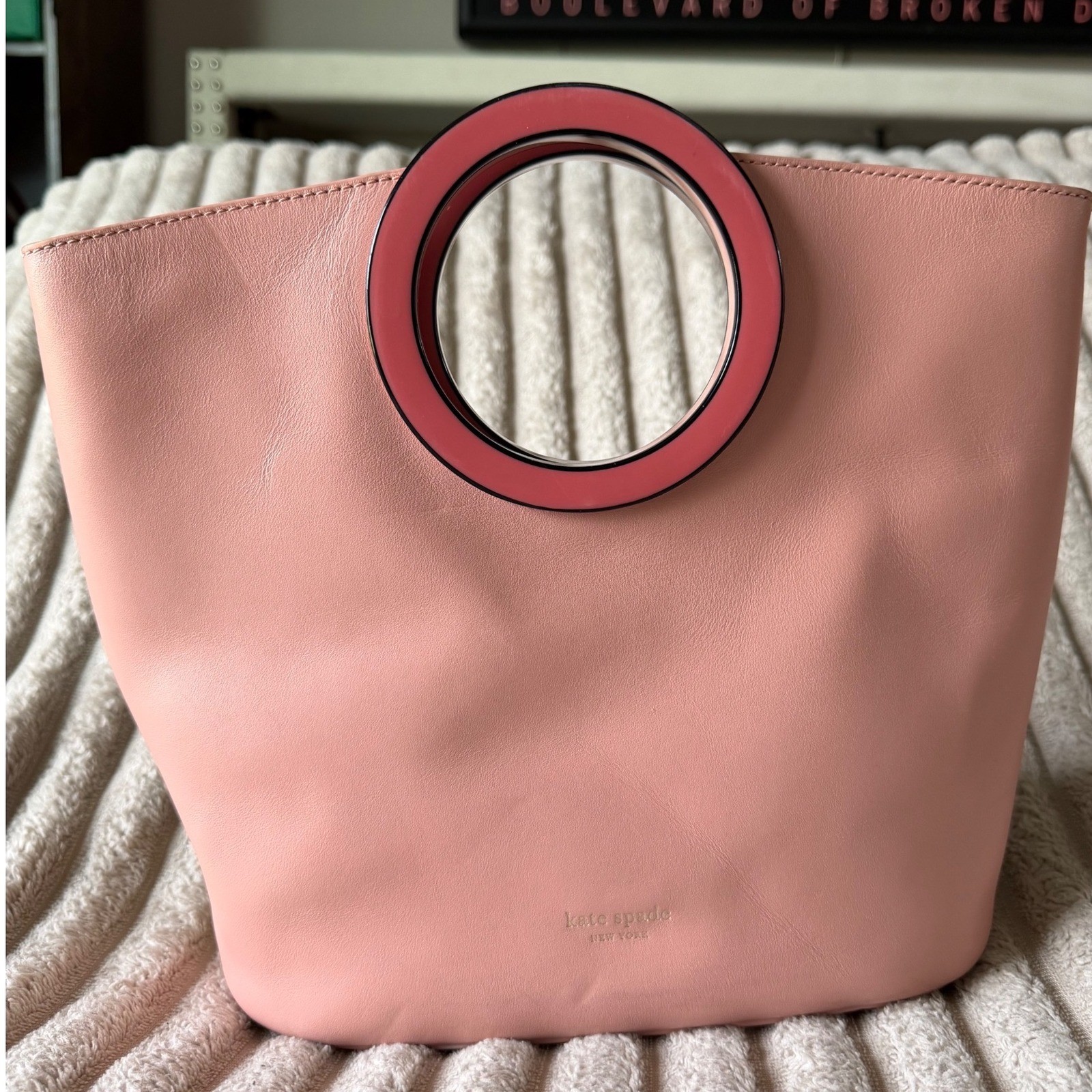 Kate Spade New York Betty Medium Tote Pink Italian Leather Resin Ring Handles