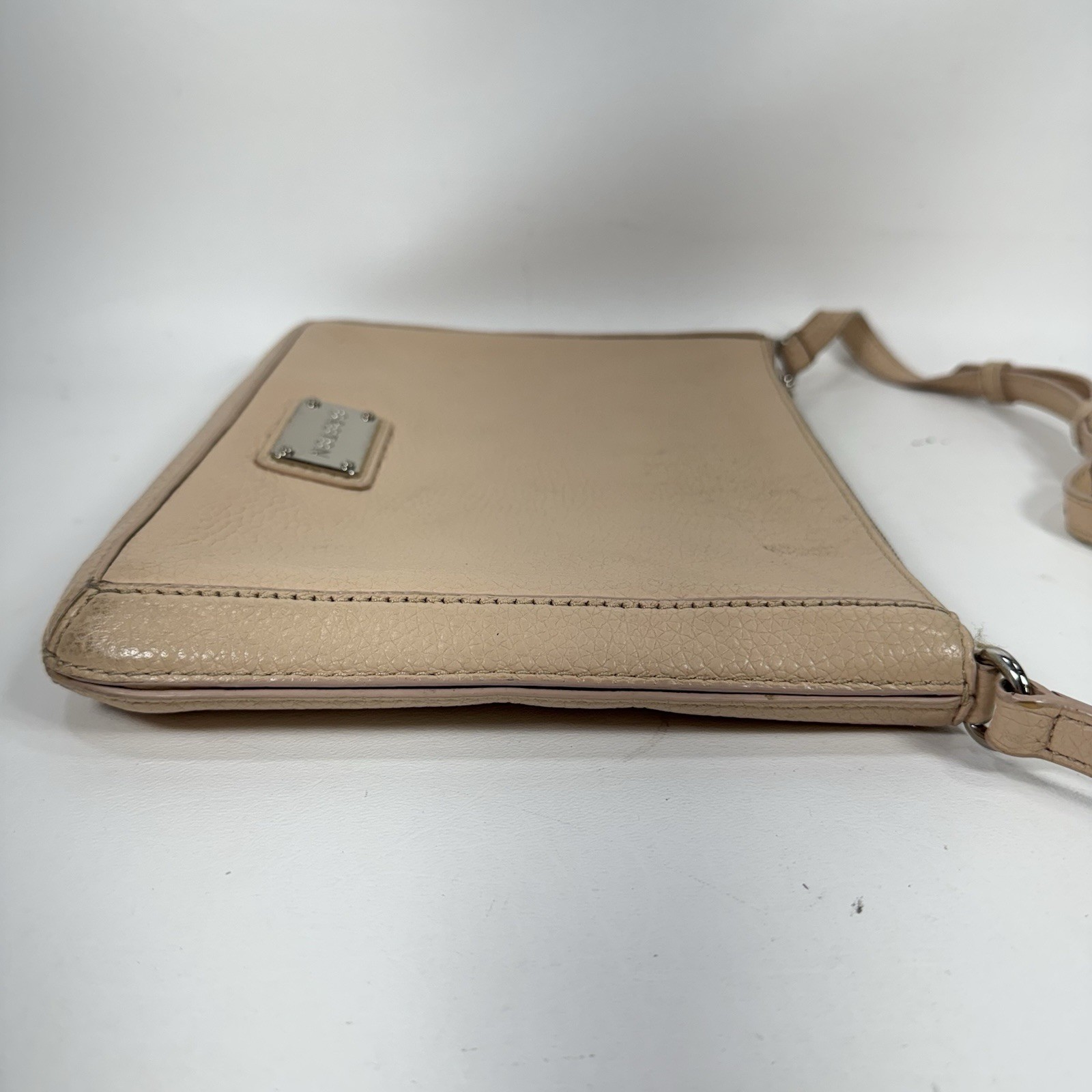 Oroton Tan Pink Pebbled Leather Zip Top Crossbody Bag Purse