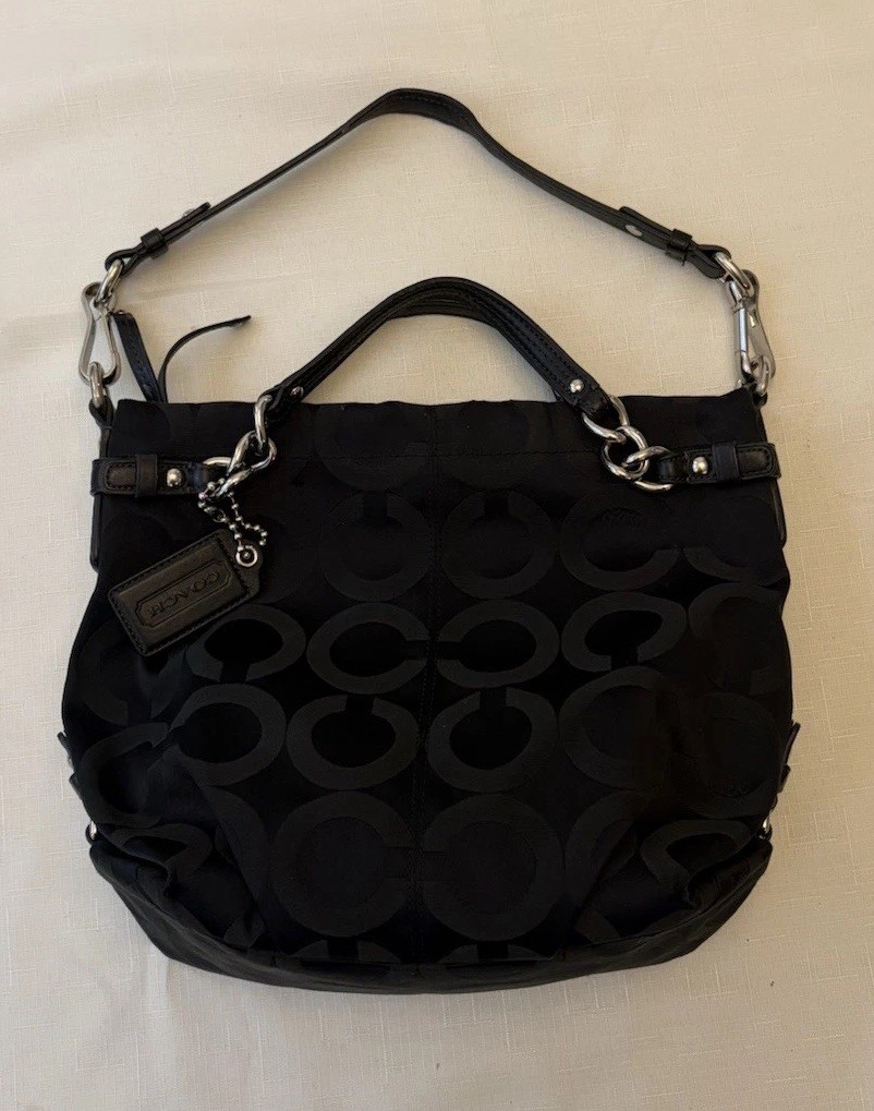 Coach Brooke Signature Hand/shoulder Bag Silver Hardware Purple Lining