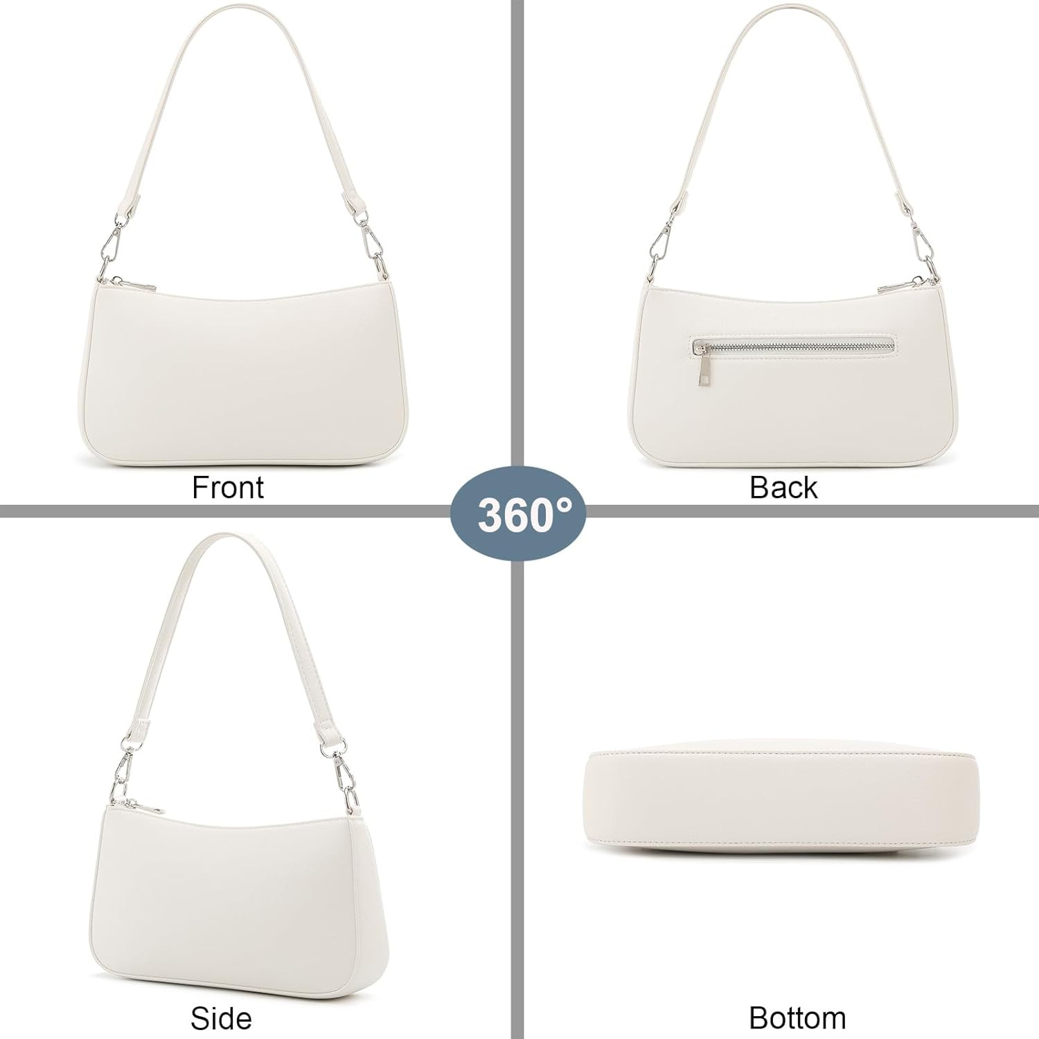 Small Shoulder Bag with 2 Removable Straps Cross Body Clutch Purse Handbag for W