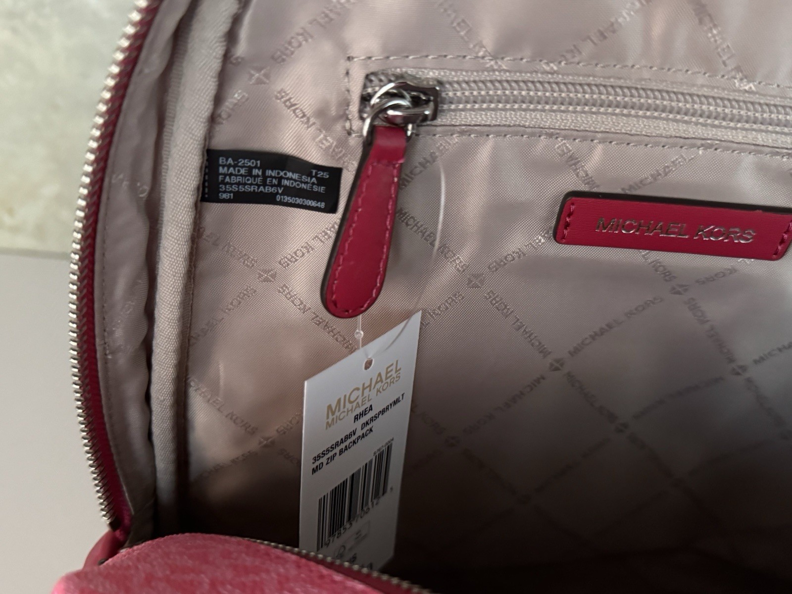 Michael Kors Rhea Medium Backpack Color-Block MK Dark Raspberry Multi