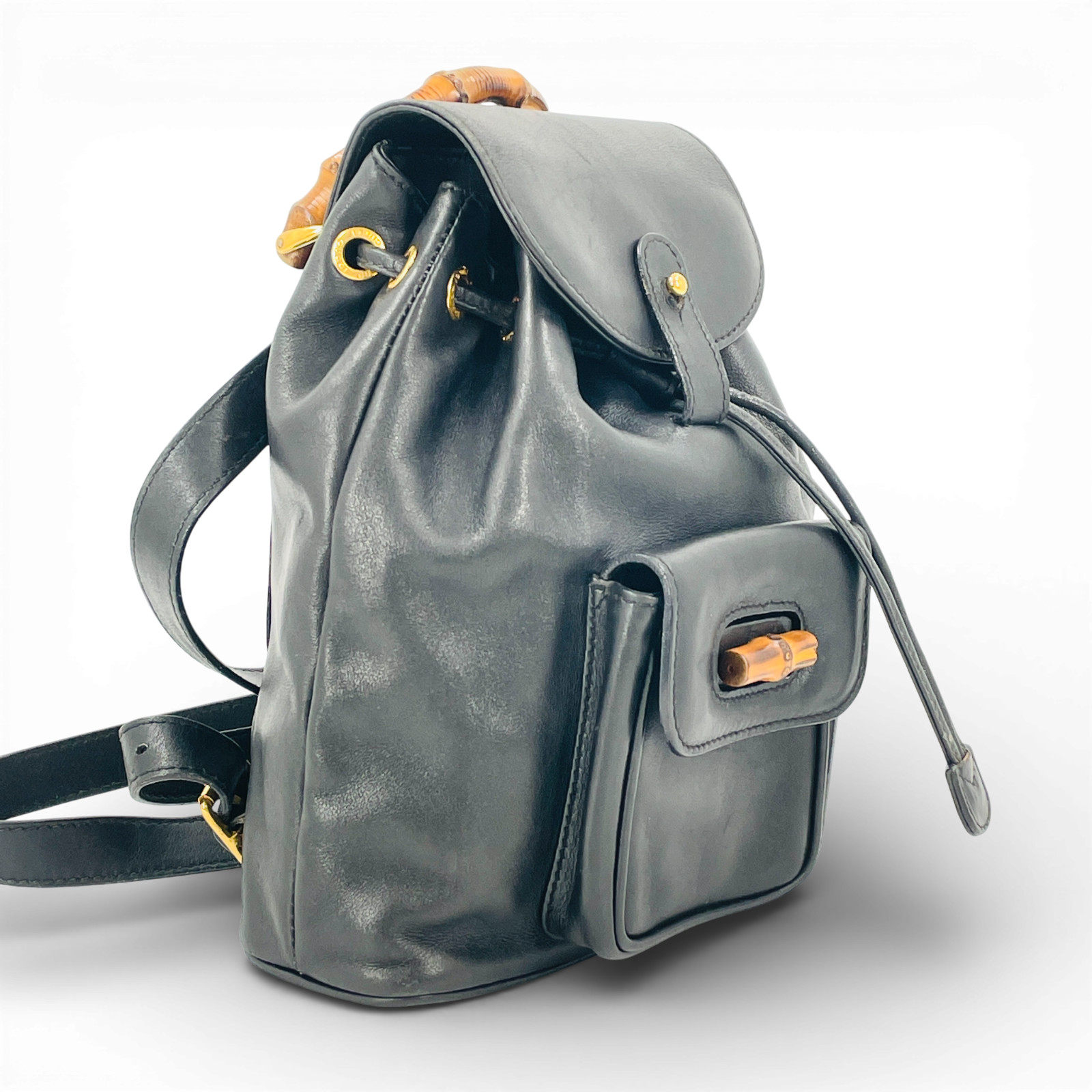 GUCCI Bamboo Black Leather Ladies Backpack
