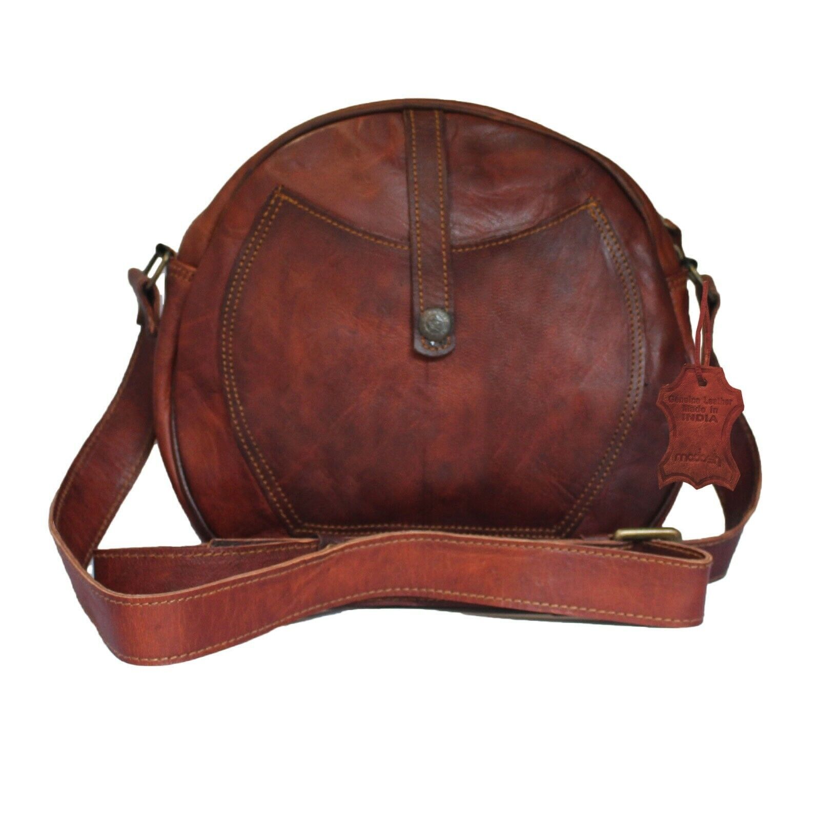 Women’s Round Shoulder Hobo Handbag Brown Soft Leather Circle Crossbody