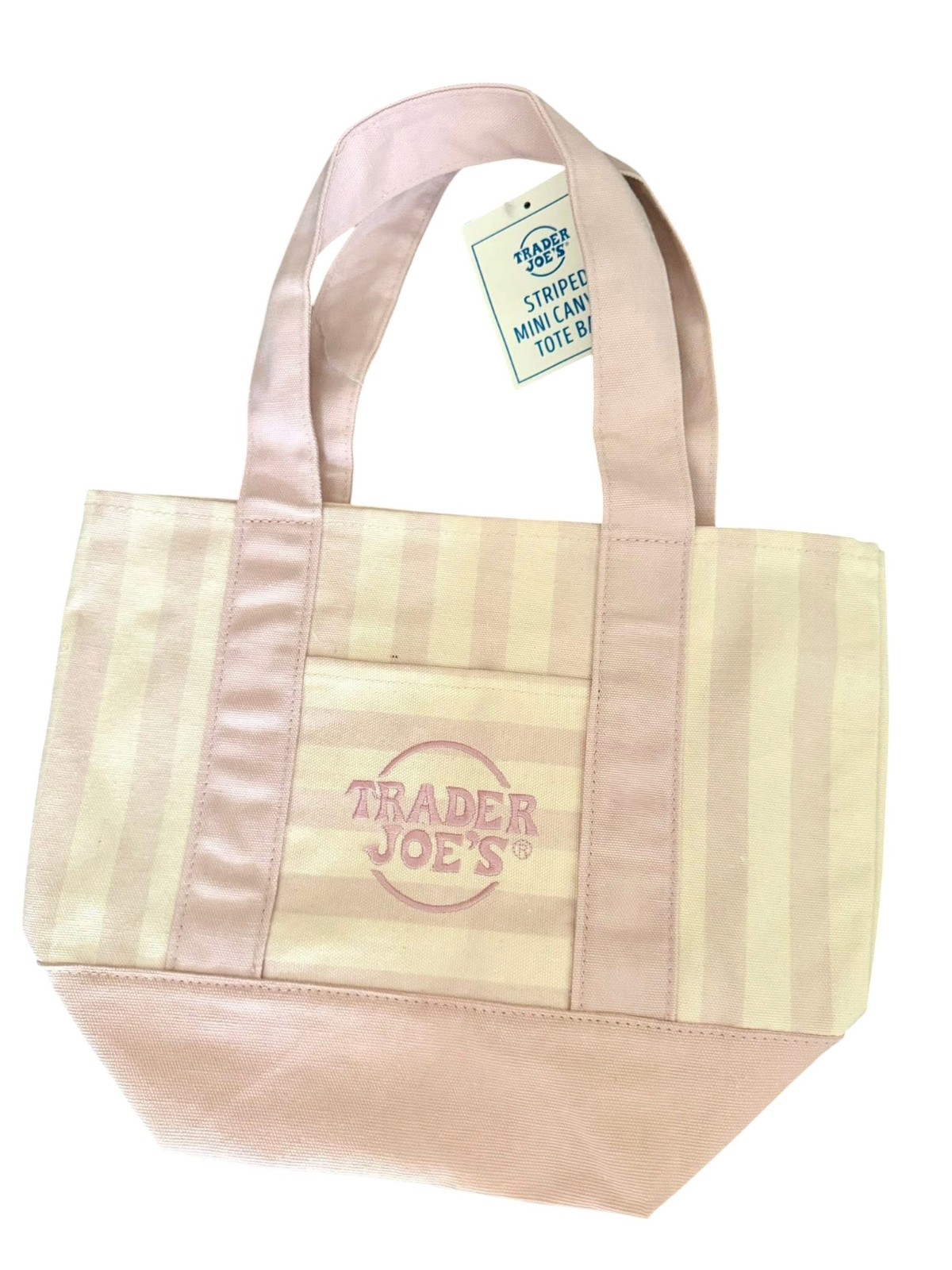 Trader Joe’s Pastel Striped Mini Canvas Tote Bag NWT Limited Edition