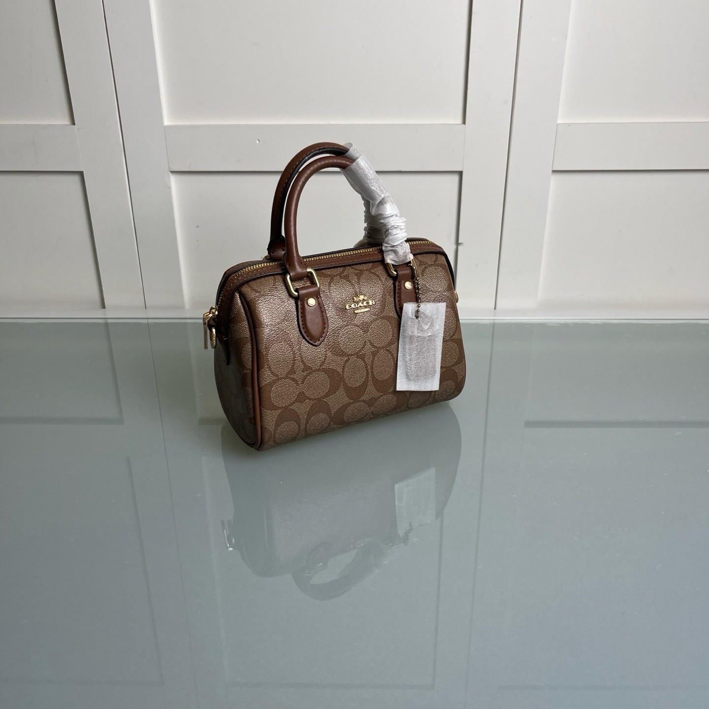 Coach Mini Rowan Crossbody Bag In Signature Canvas Gold/Walnut/Brown CW329 NWT