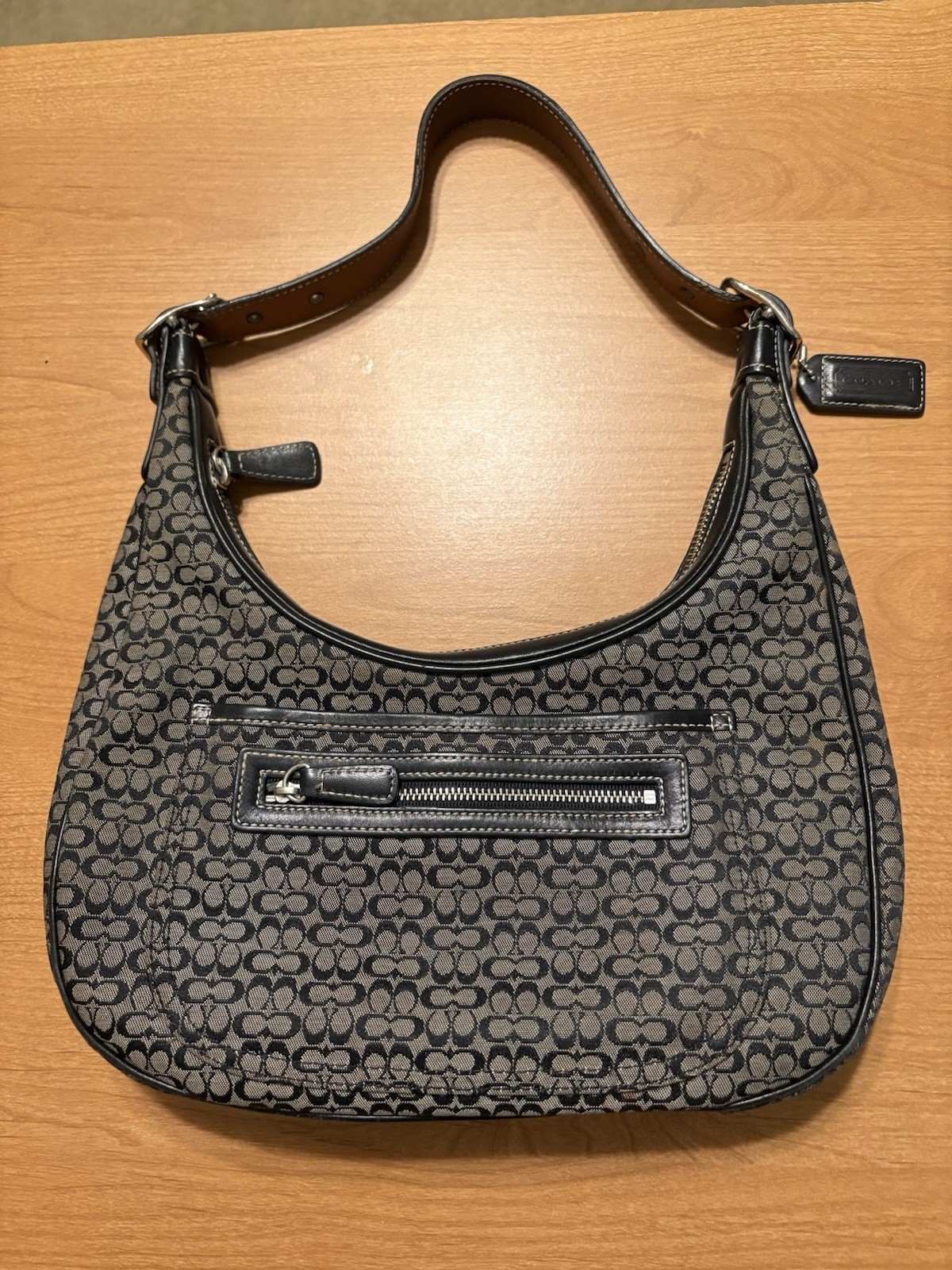 Vtg COACH Purse Black Mini Signature Soho Hobo 6351 Shoulder Bag Jacquard Y2K