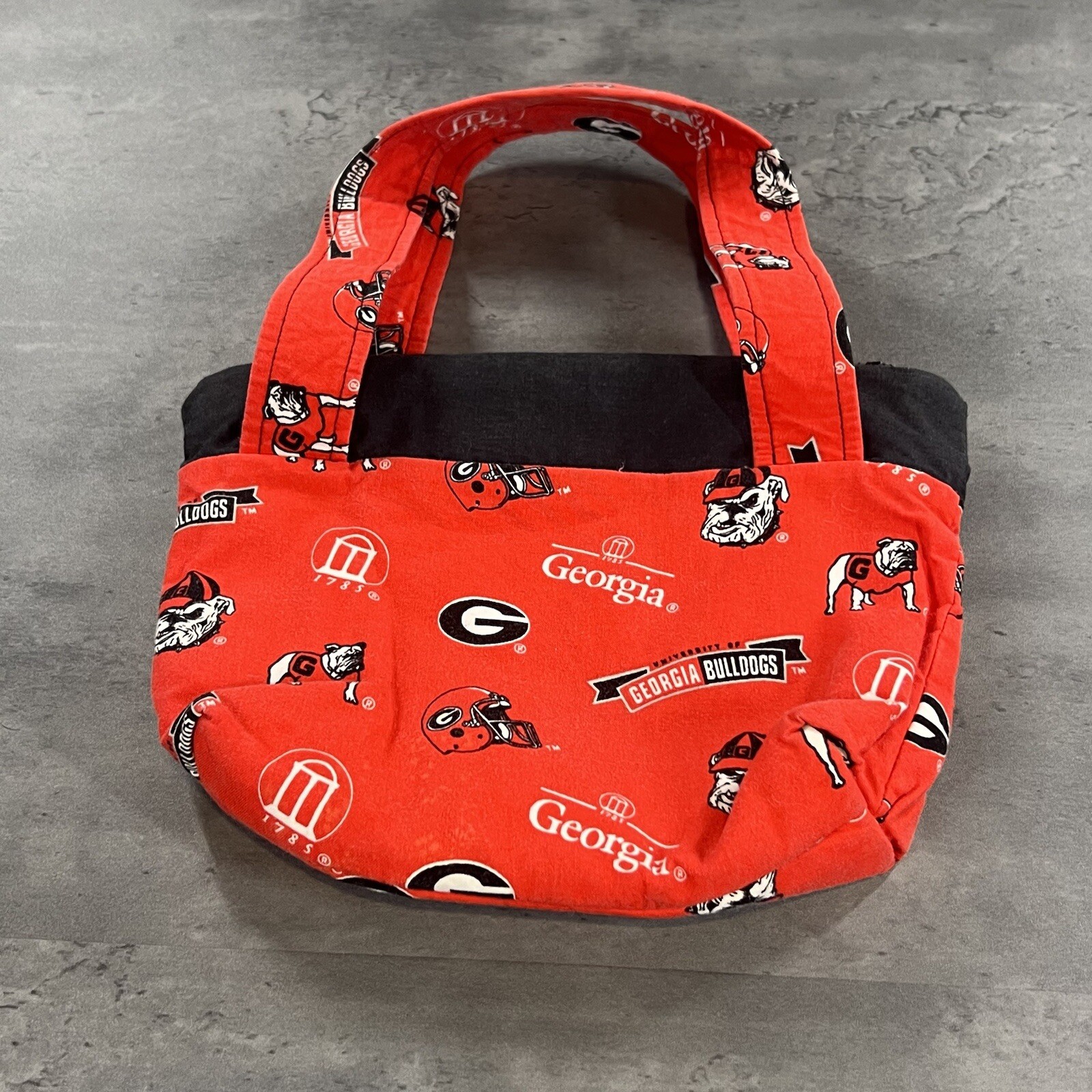 Georgia Bulldogs Bag Tote Red Black Small UGA Throwback Retro Mascot NCAA