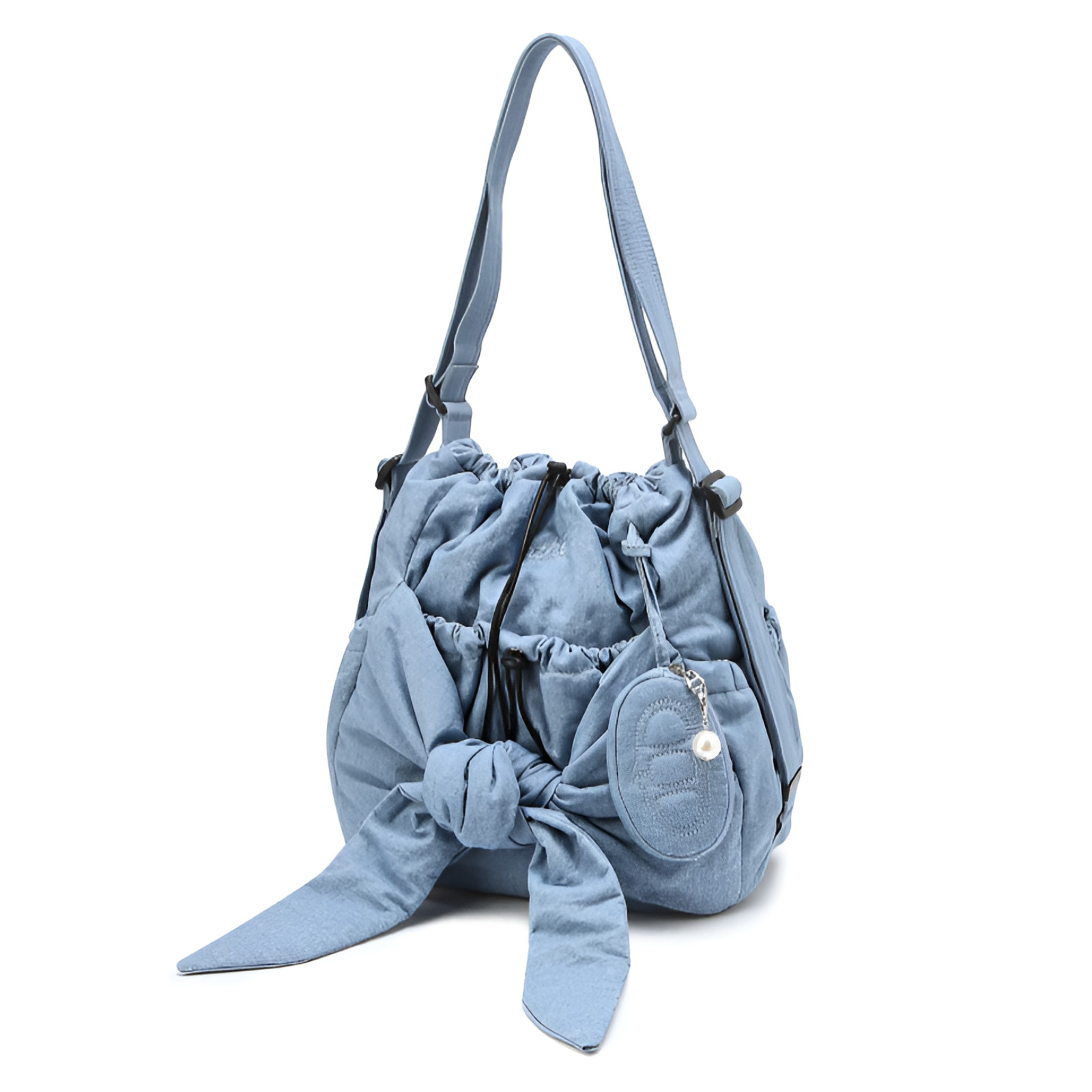 ATHE Vanessa Bruno Le Bon Light Blue Denim Backpack Shoulder Bag S