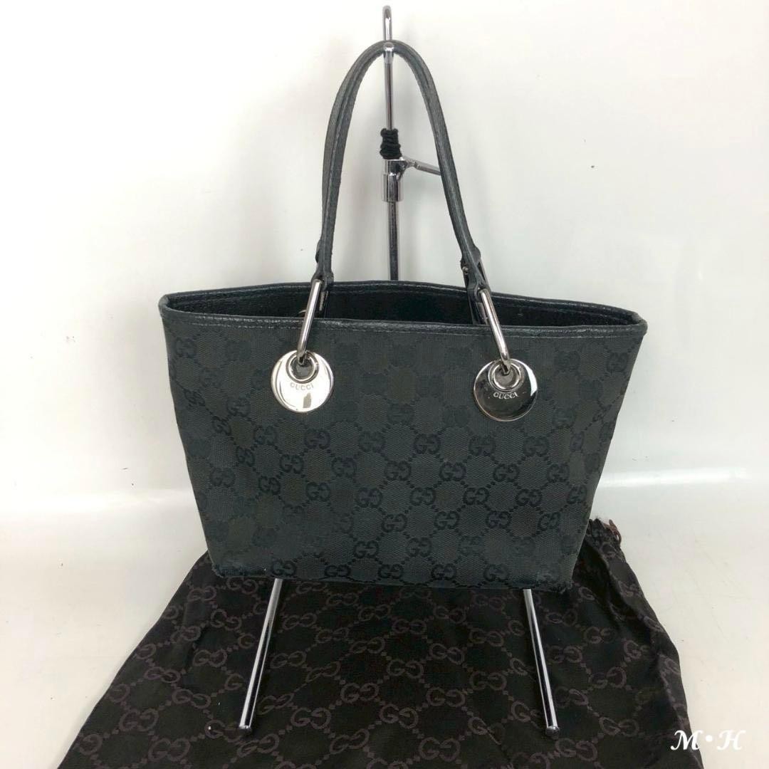 GUCCI Eclipse GG Canvas Tote Bag Black from JAPAN