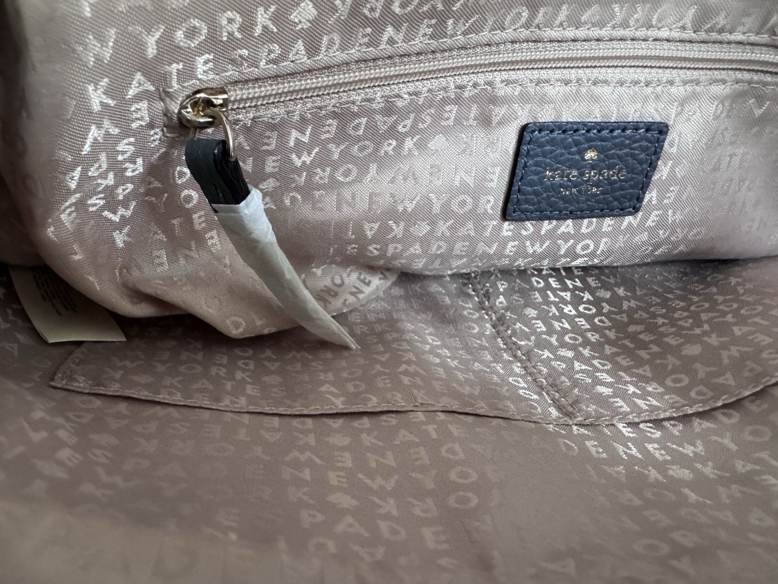 Kate Spade New York Pebbled Leather Satchel Shoulder Bag Blue Gray NWOT
