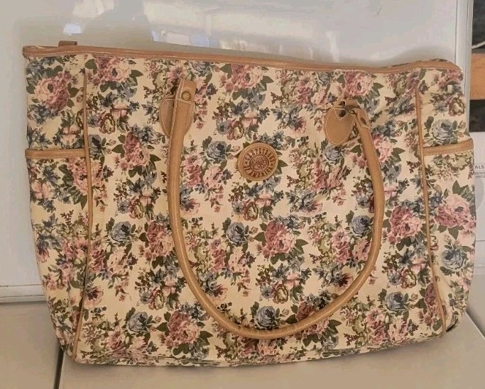 Carpetbags of America Vintage Floral Tapestry Weekend Travel Tote Bag