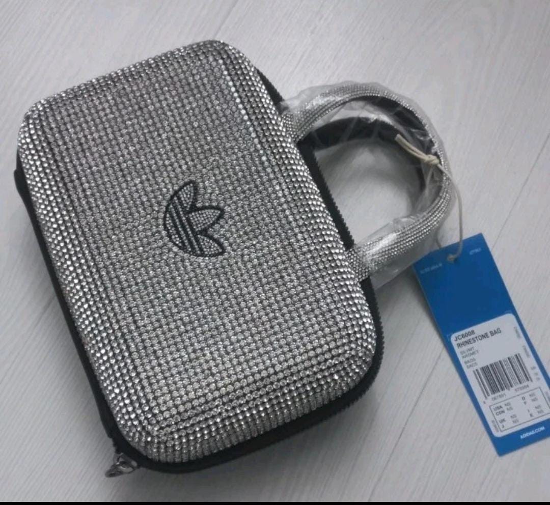 Adidas Originals Rhinestone Bag Silver JC6008 Crystal Clutch Viral Sold Out NWT